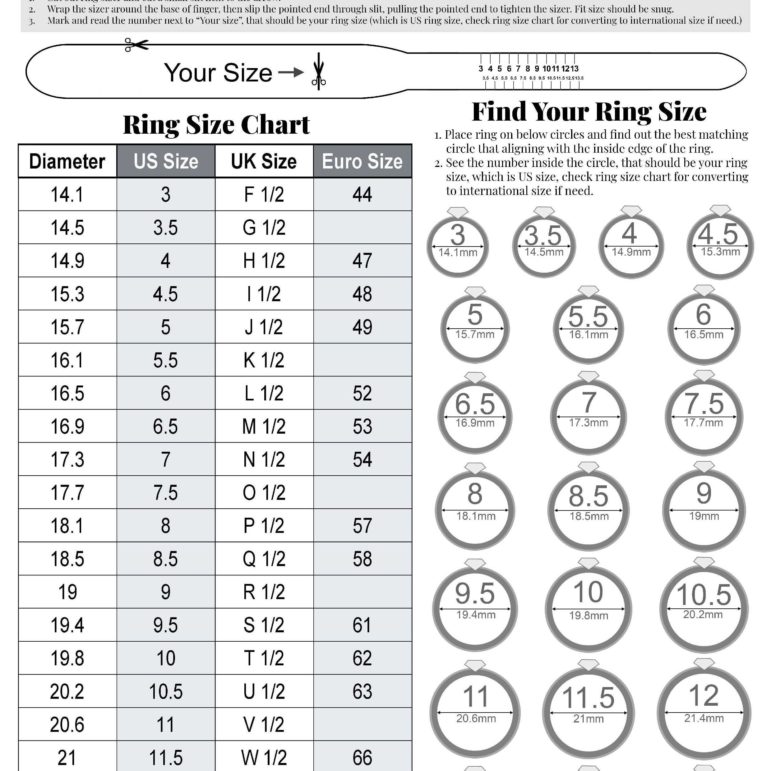 Printable Womens Ring Size Chart Printable Womens Ring Size Chart