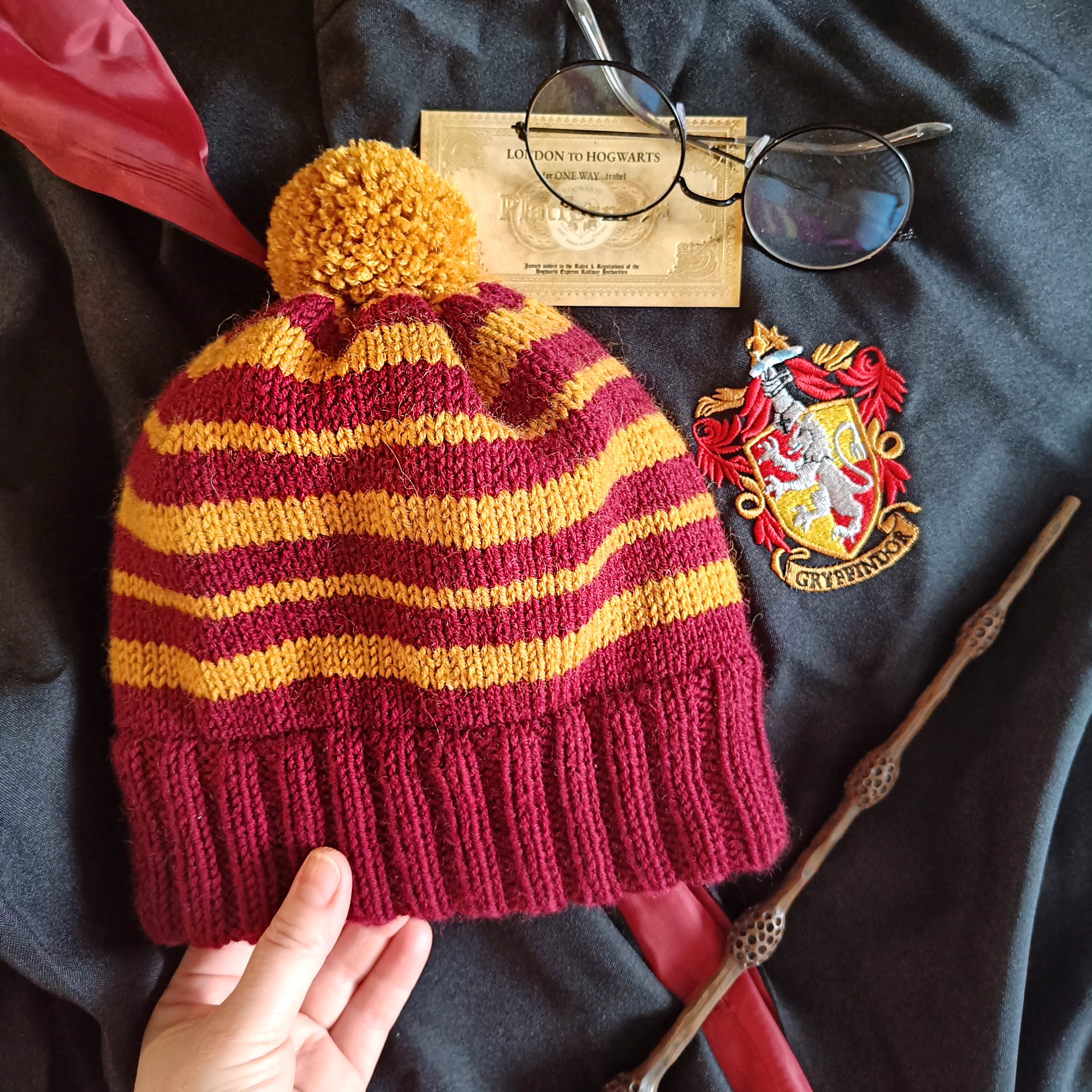 Griffindor Women hat double pompom hat handknit hat women hat Christmas gift for her Valentine day gifts