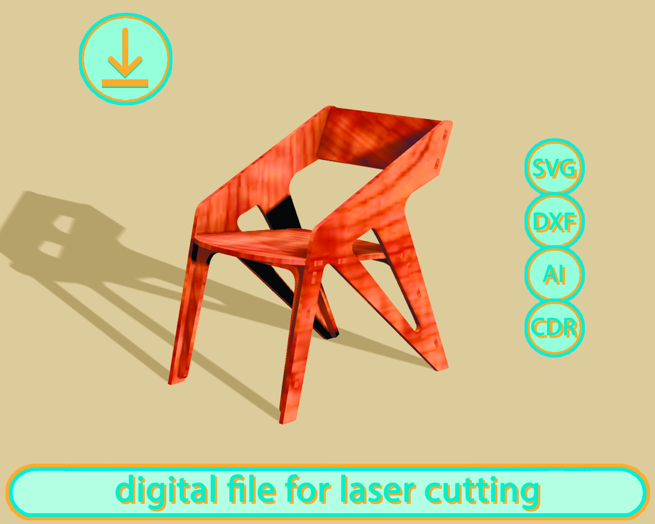Dollhouse modern chair Digital Laser Cut Files, SVG Inspire Uplift