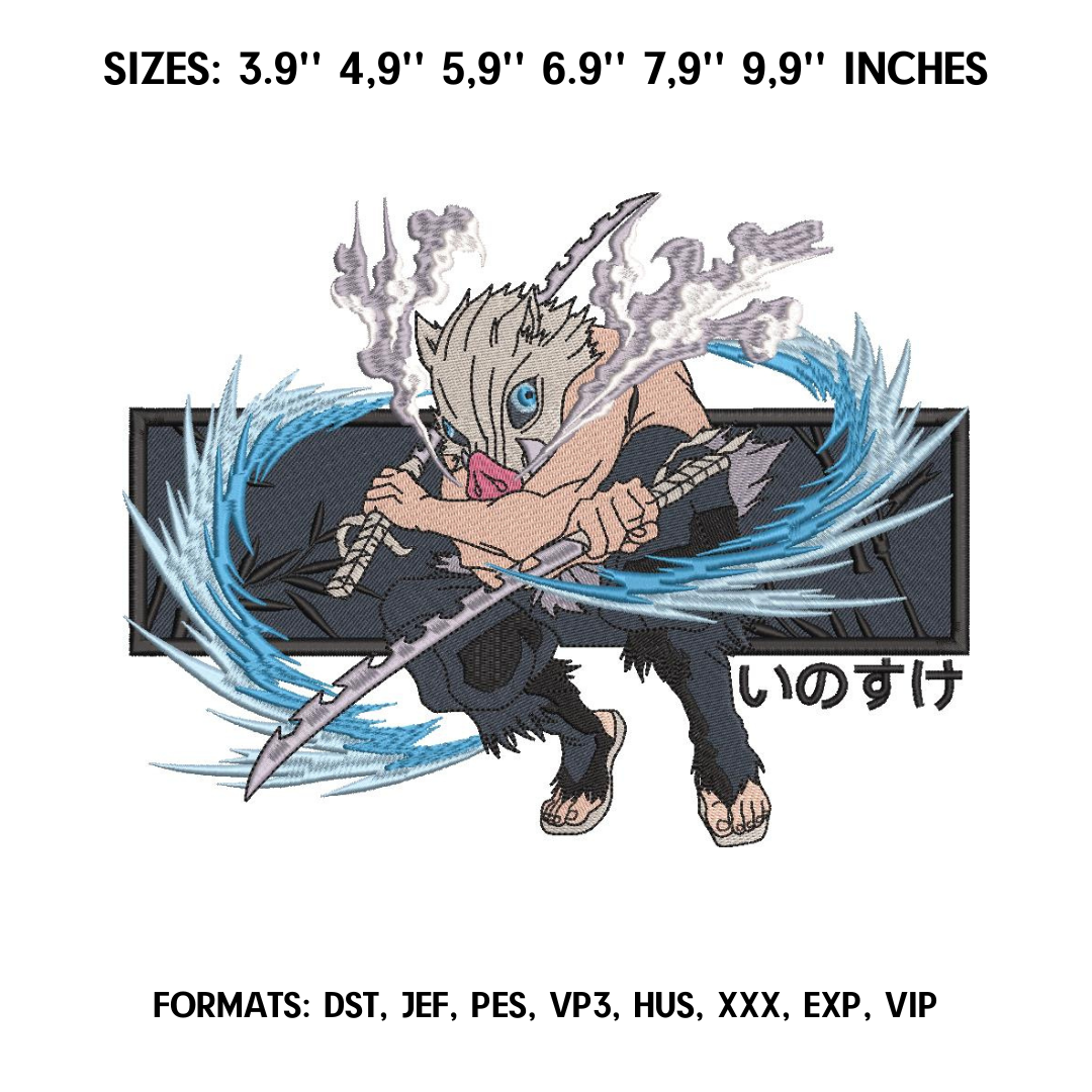 Inosuke Hashibira Embroidery Design File/ Kimetsu no yaiba | Inspire Uplift