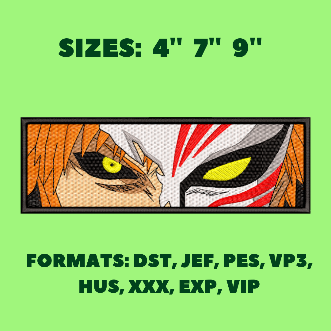Ichigo eyes embroidery design, anime eyes embroidery, anime Inspire