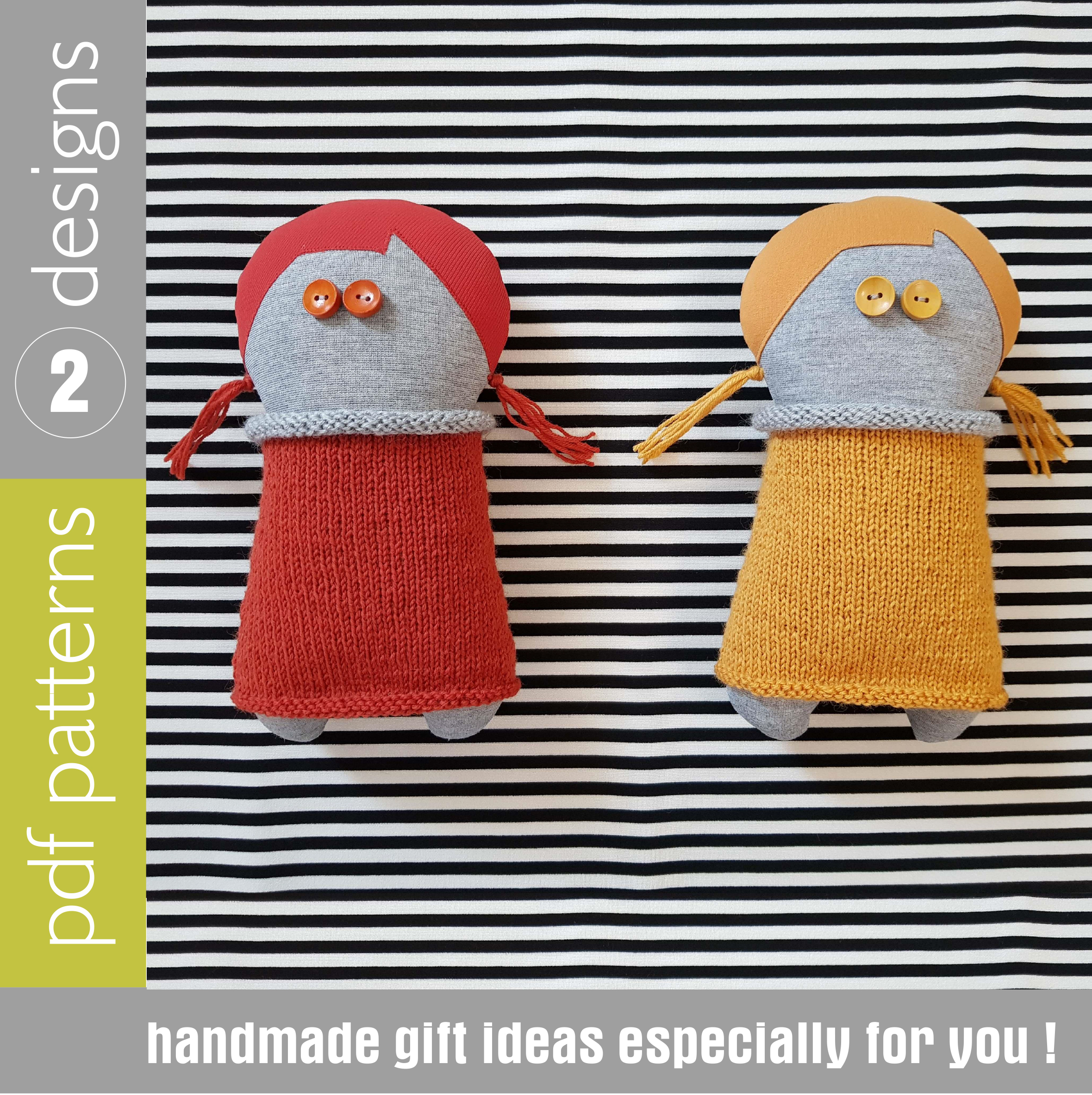 Rag doll sewing and knitted patterns, set of 2 Tutorials - Inspire Uplift