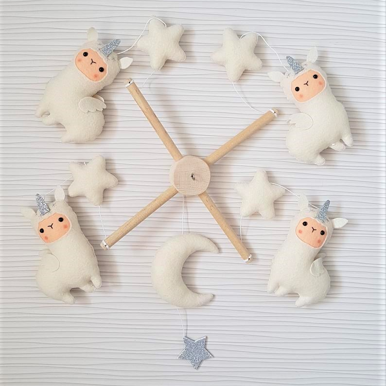 Unicorn baby girl mobile. Baby crib mobile. Nursery decor gi Inspire