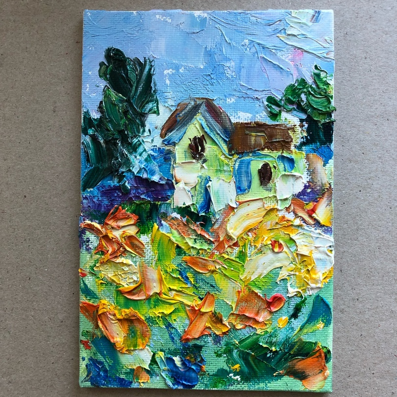 Farm House Art Oil Painting Impasto Barn Painting Original A | Inspire ...