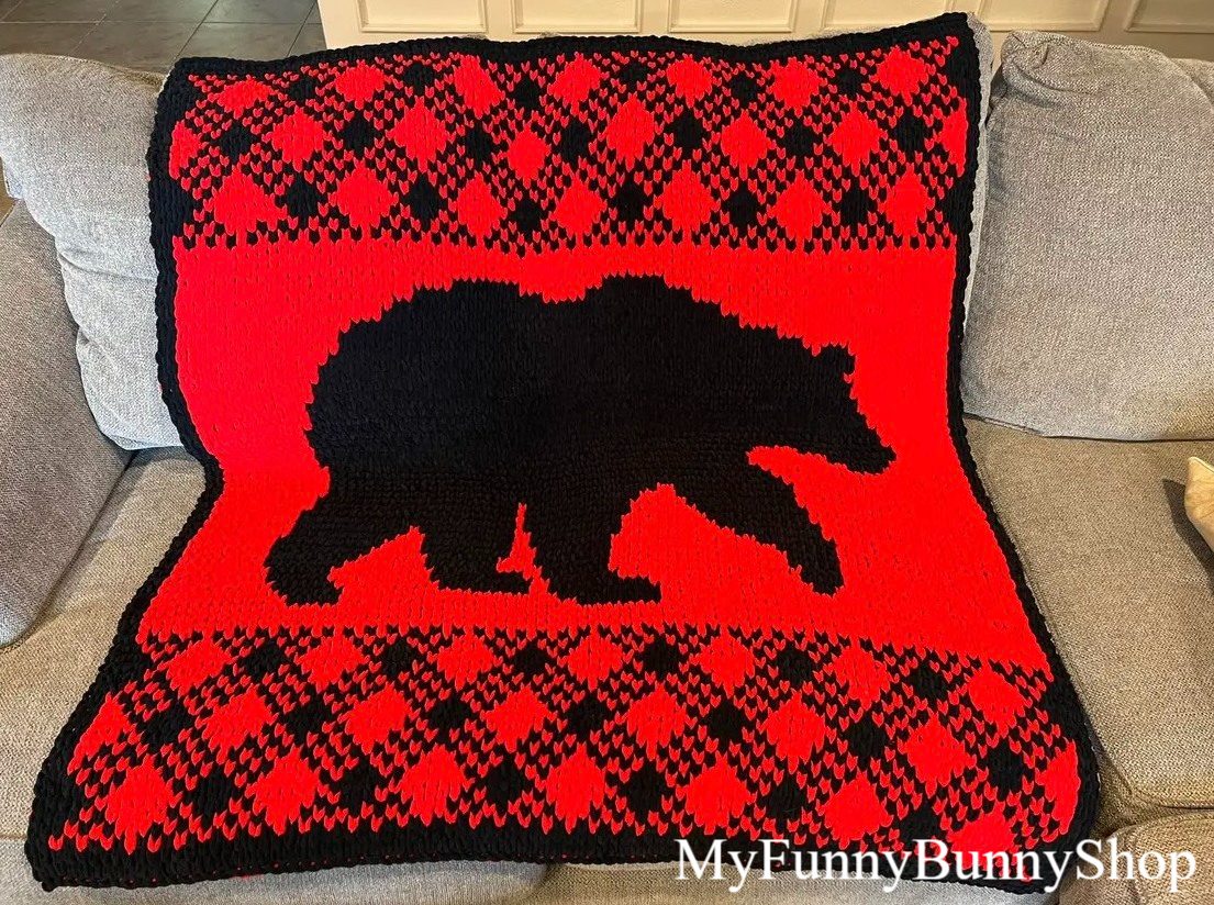 Loop yarn Buffalo plaid Bear blanket pattern PDF Instant Do Inspire