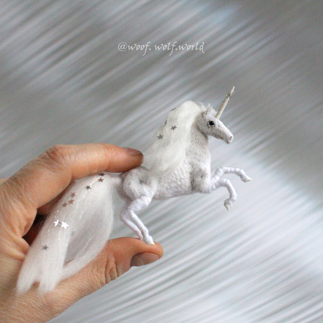 Unicorn. Miniature figurine. Realistic crocheted mini toy Inspire Uplift