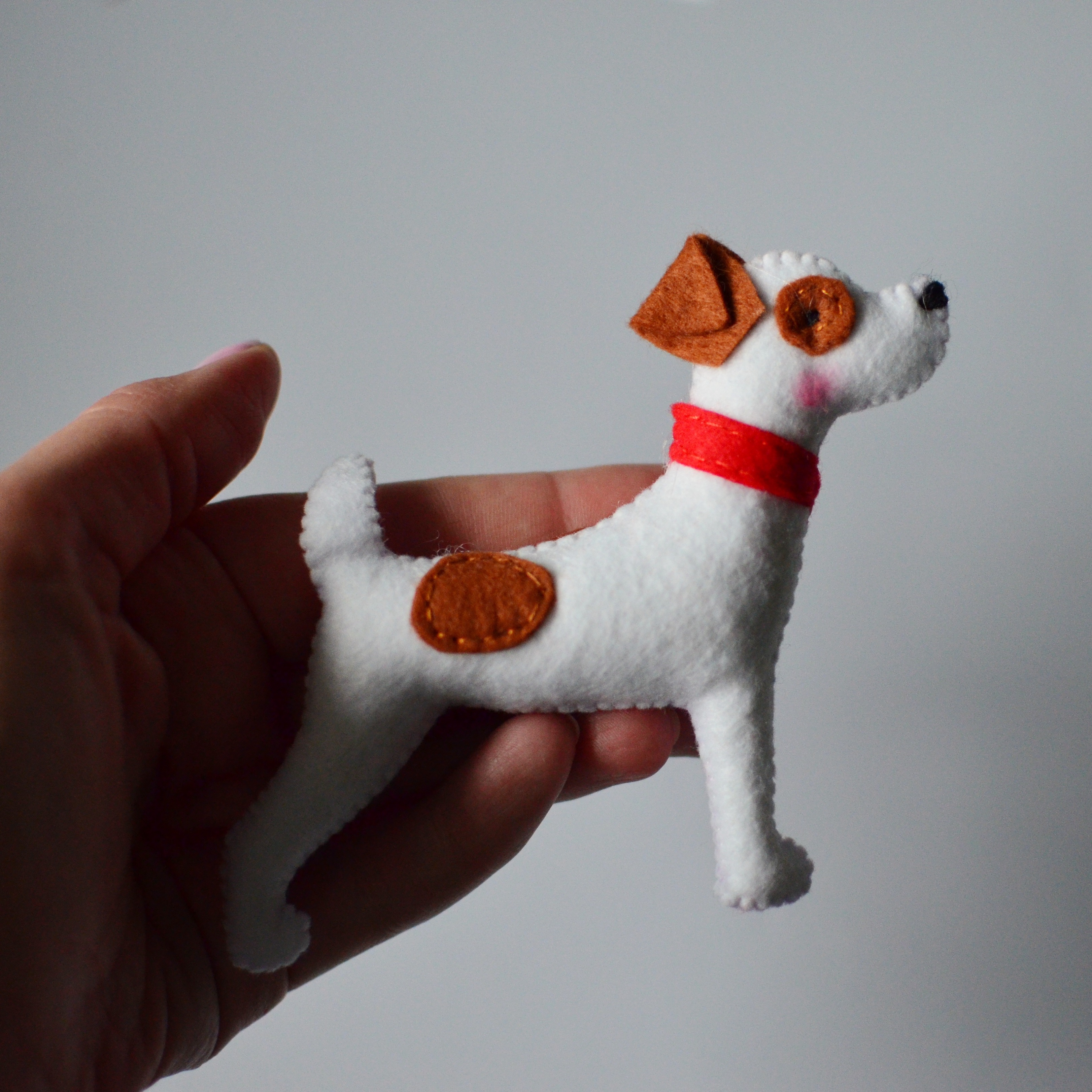 Felt Jack russell terrier Dog Ornament handcrafted Custom Inspire Uplift