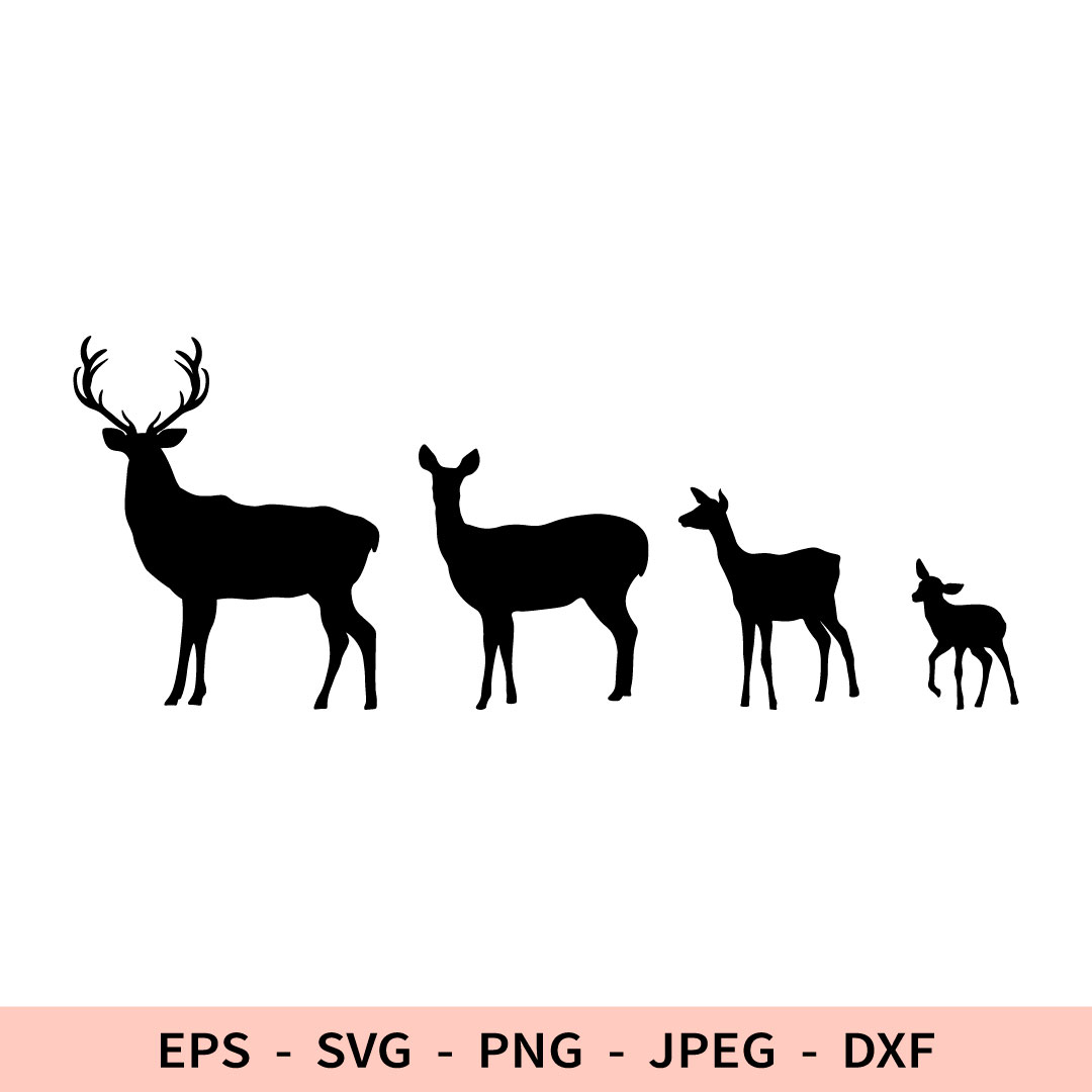 Deer Family Svg Hunting Animal Dxf File for Cricut Deer Silh | Inspire ...