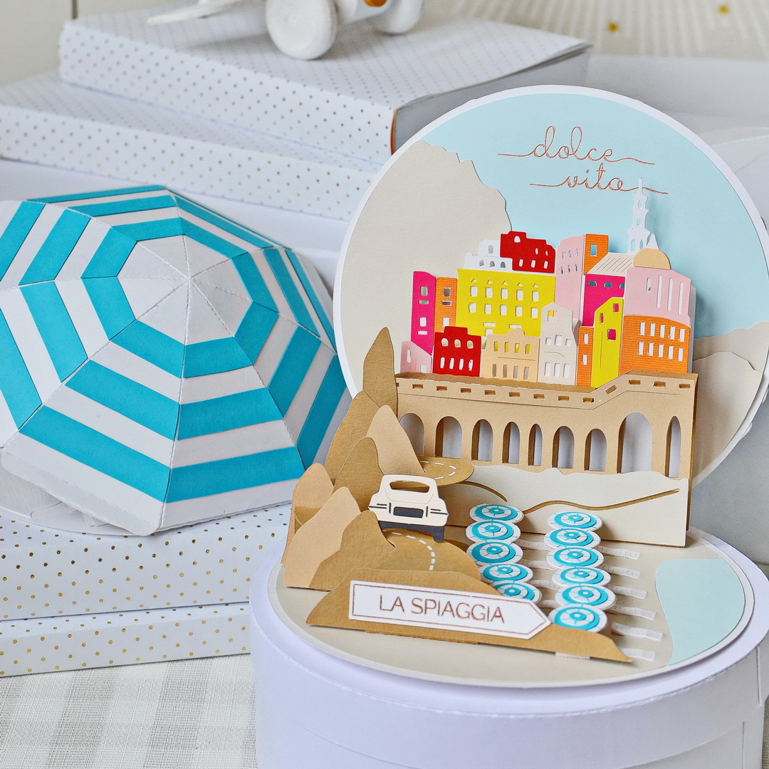 The Beach Umbrella pop up card SVG template Inspire Uplift