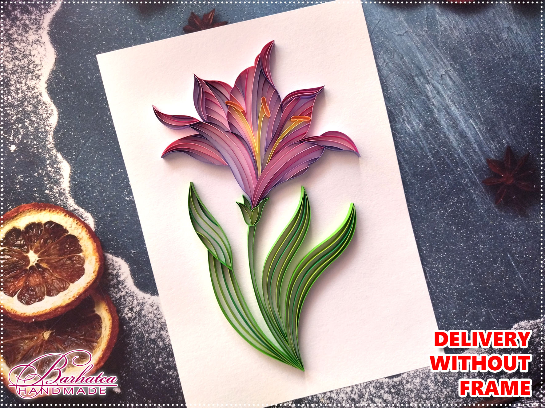 Quilling Paper Art Lily flower, Wall decor Lily flower Inspire Uplift
