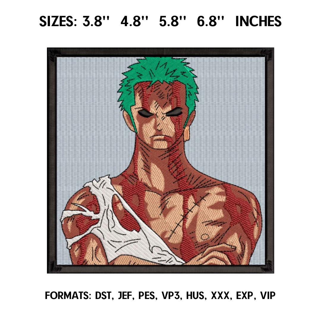Zoro Embroidery Design File/ One Piece Anime Embroidery Desi Inspire Uplift