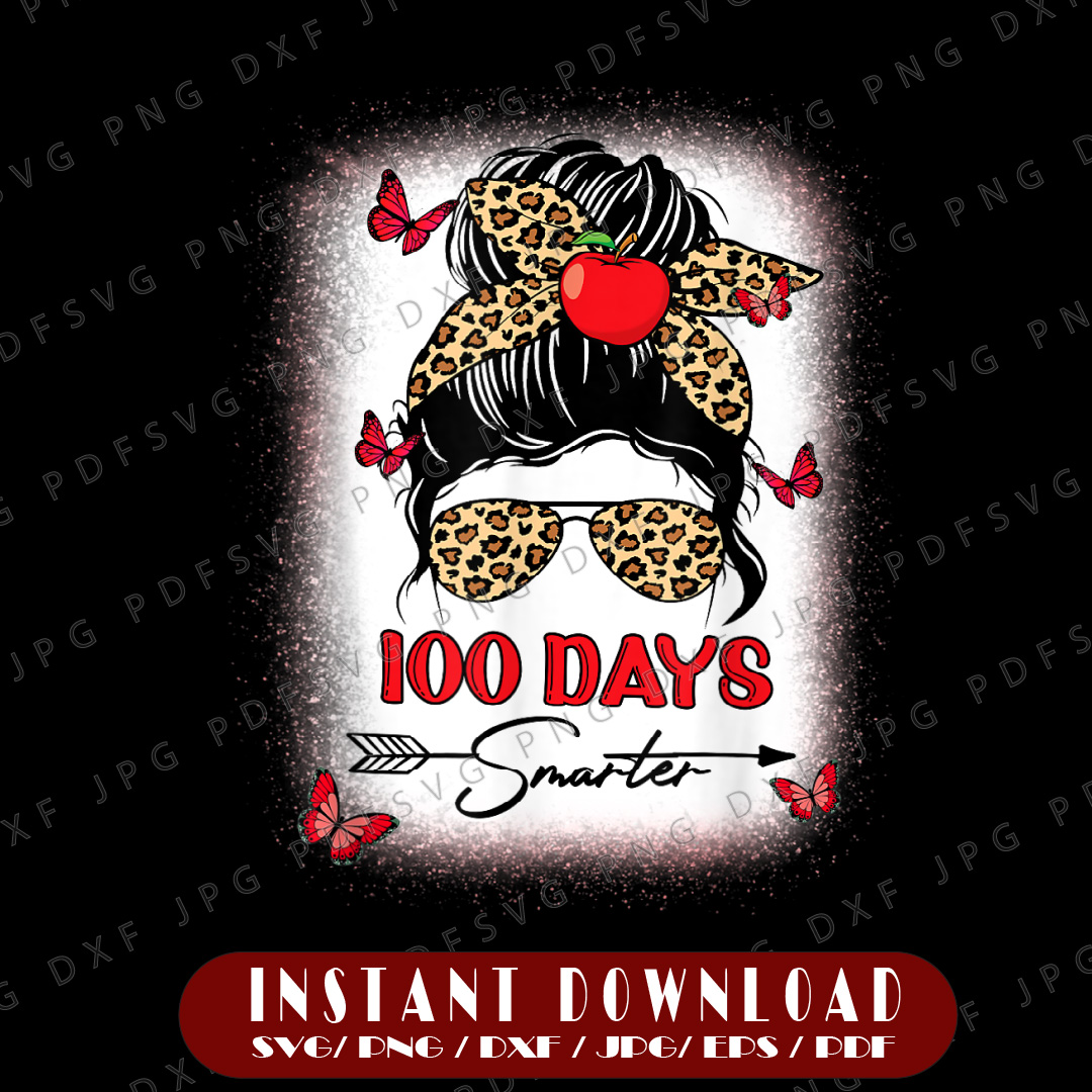 100 Days Smarter PNG, Happy 100th Day Of School Leopard Mess | Inspire ...