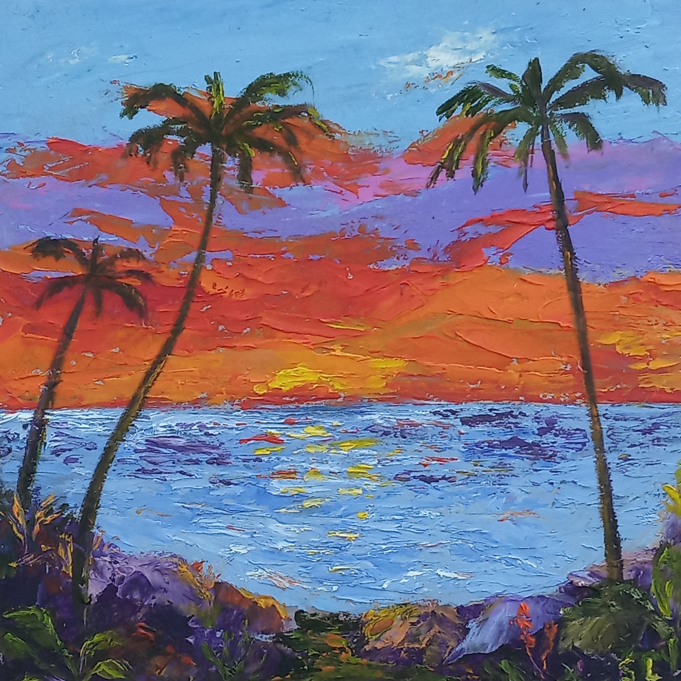 Palm Trees Painting Floral Original Art Impasto Oil Painting | Inspire ...