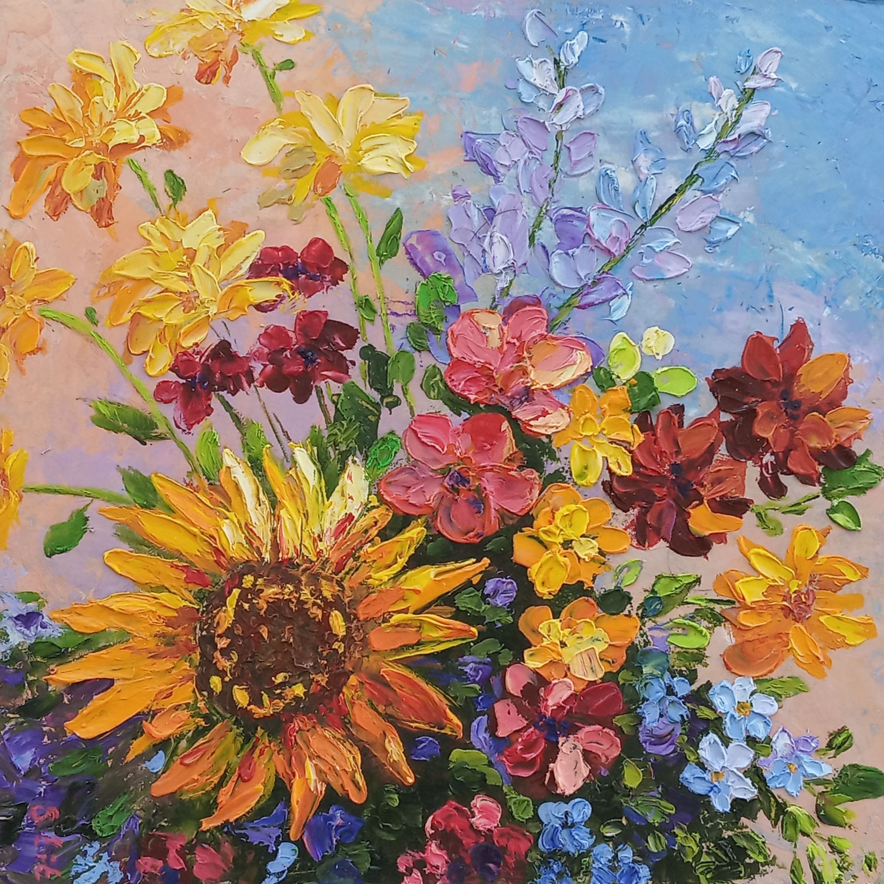 Sunflower Flower Art Original Art Impasto Oil Painting Flowe | Inspire ...