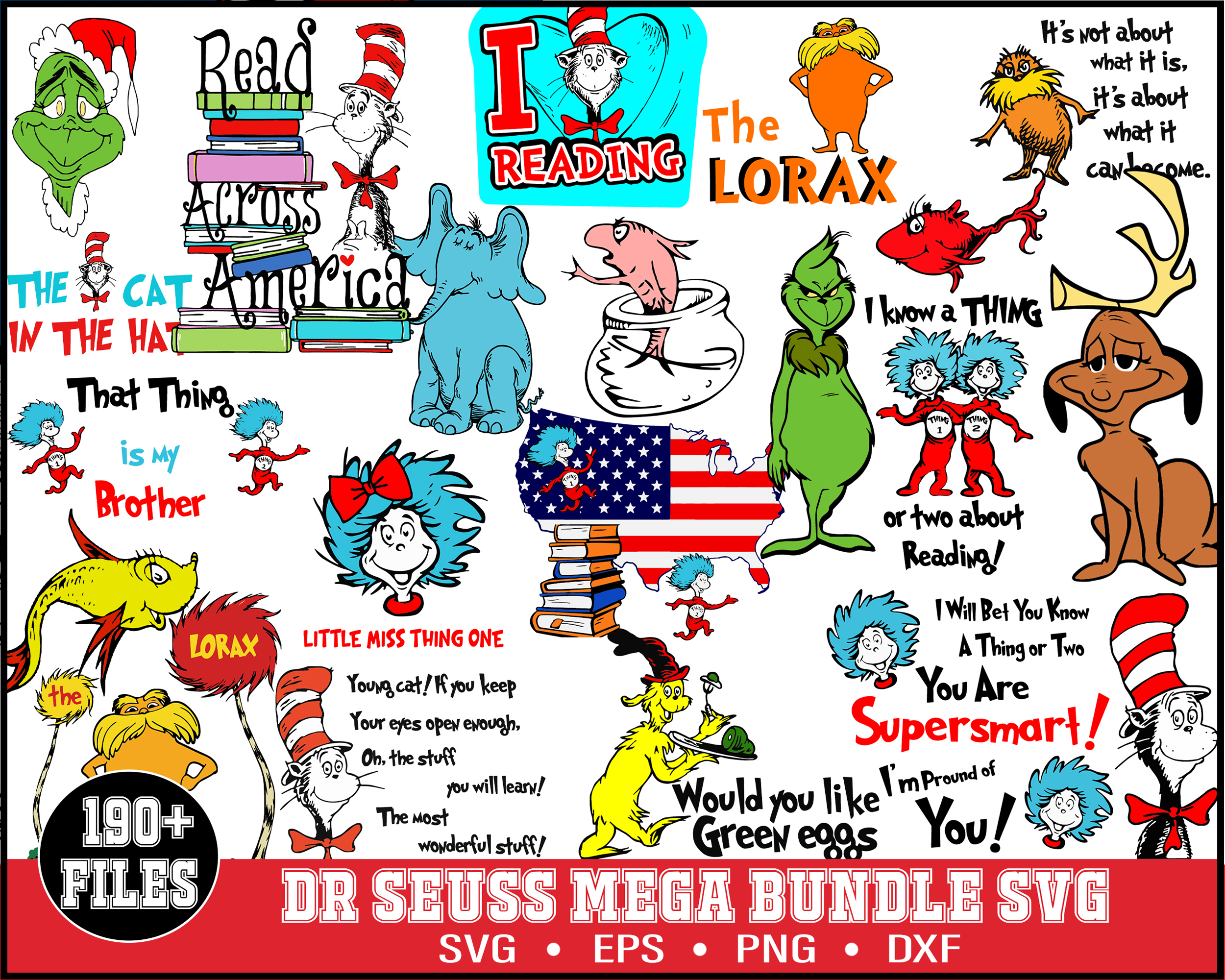 190 Dr Seuss Svg Bundle Layered Item, Dr. Seuss Quotes Cat I | Inspire ...