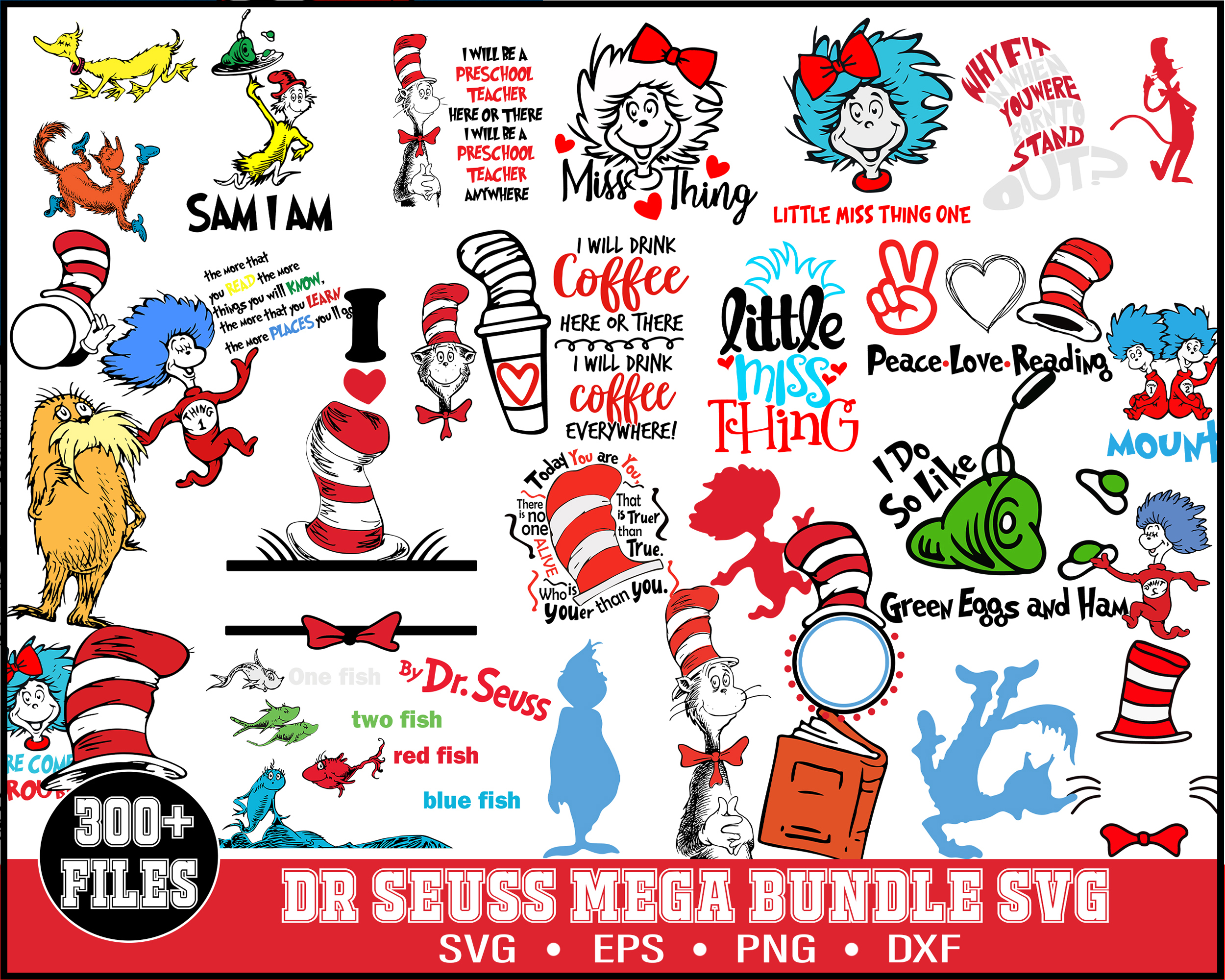300 Dr Seuss Svg Bundle Layered Item, Dr. Seuss Quotes Cat I | Inspire ...