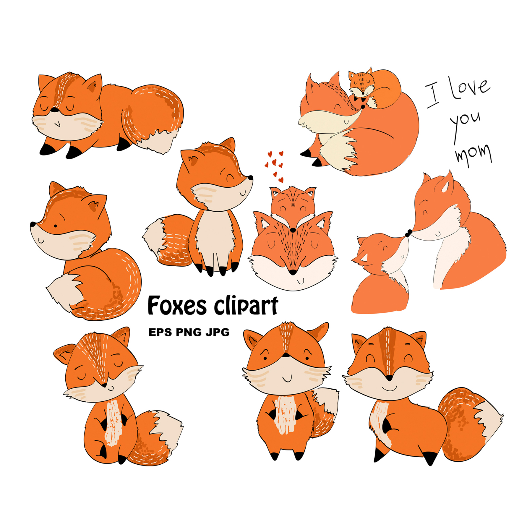 Vector Foxes Clipart, nursery animals, fox cartoon. | Inspire Uplift