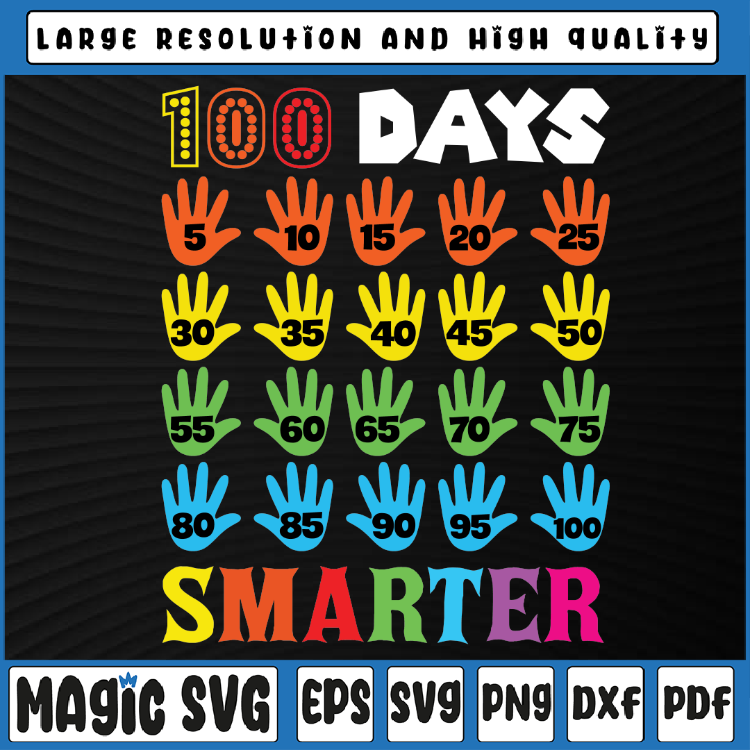 100 Days Smarter Svg, 100th Day Of School Shirt Svg, Teacher | Inspire ...
