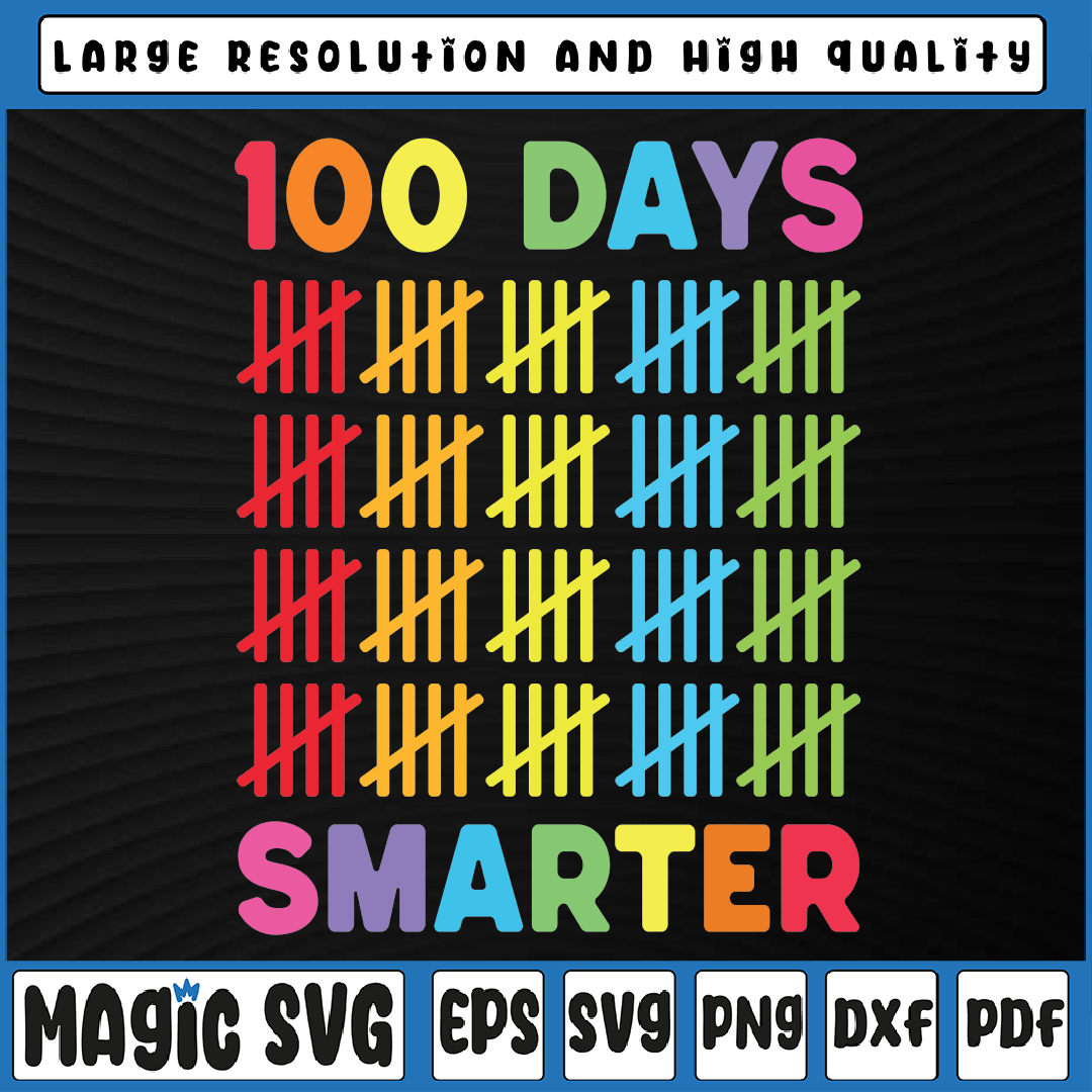 100 Days Smarter Svg, Happy 100th Day Of School Svg png,100t | Inspire ...