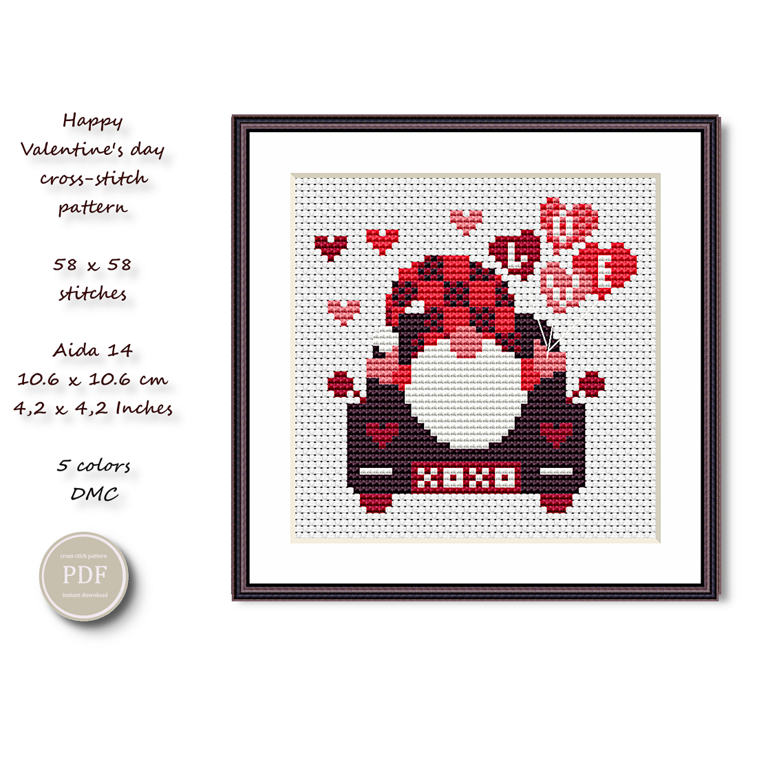 Valentine's Day Cross Stitch Patterns Heart Love Valentine's | Inspire ...