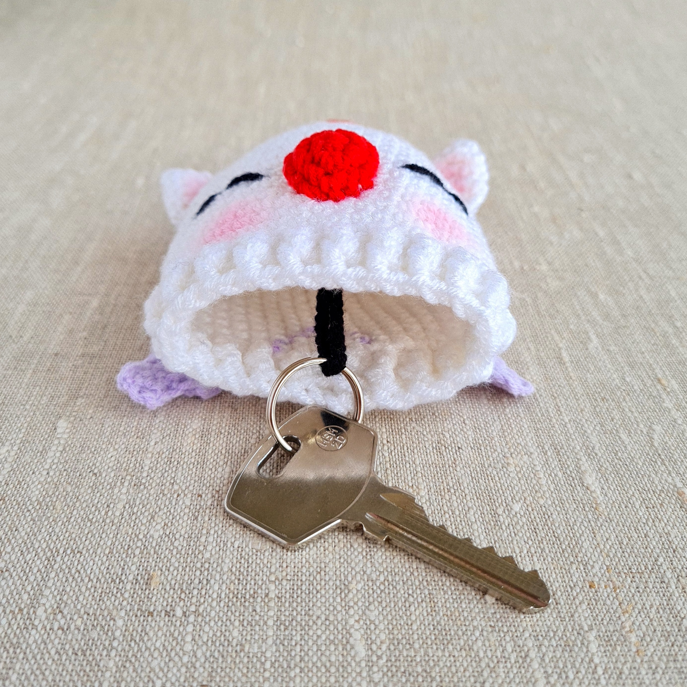 Key cover Moogle Crochet pattern, FFXIV keychain Final Fanta