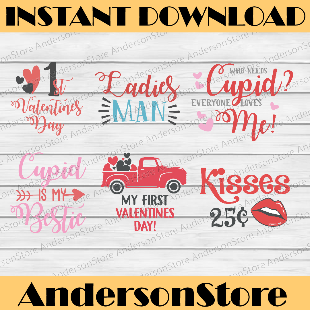 Valentines Day SVG bundle, dxf, cricut, cameo, cut file, val | Inspire ...