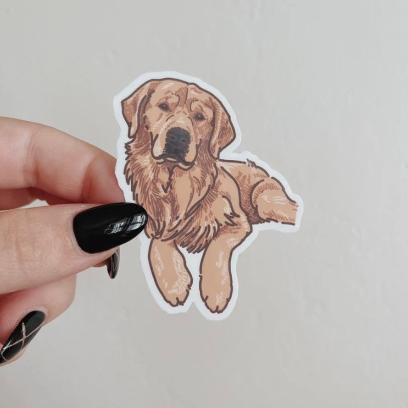 Lying Golden Retriever Waterproof Sticker Inspire Uplift