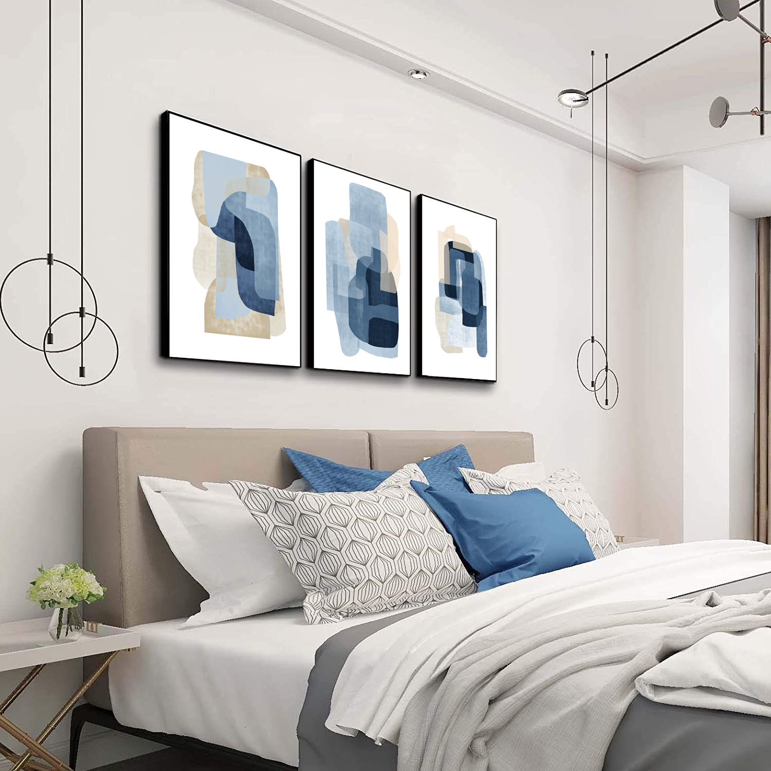 Abstract Download Large Posters Navy Blue Wall Decor Set Of Inspire