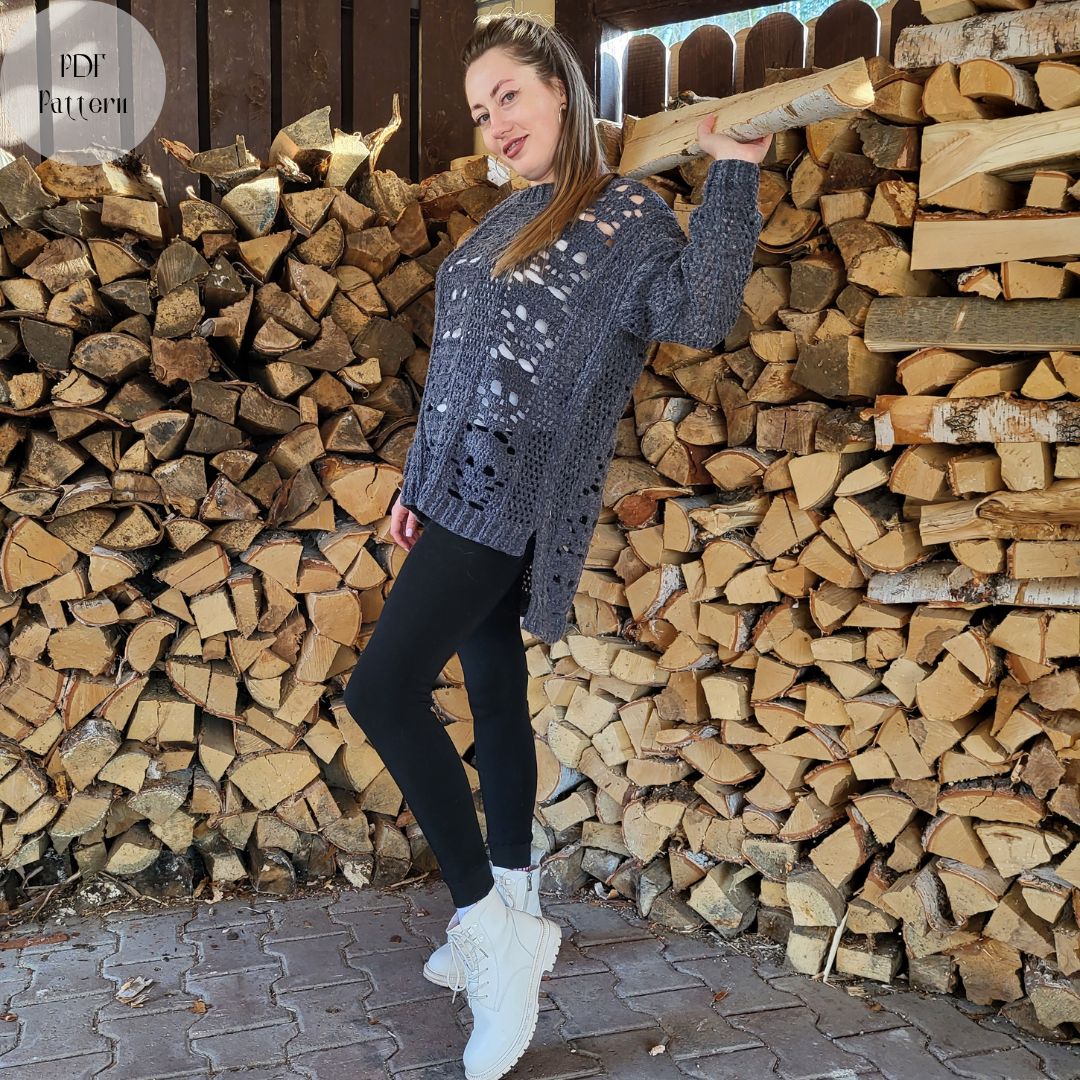 Crochet skull sweater PDF Pattern skull Oversized sweater Inspire