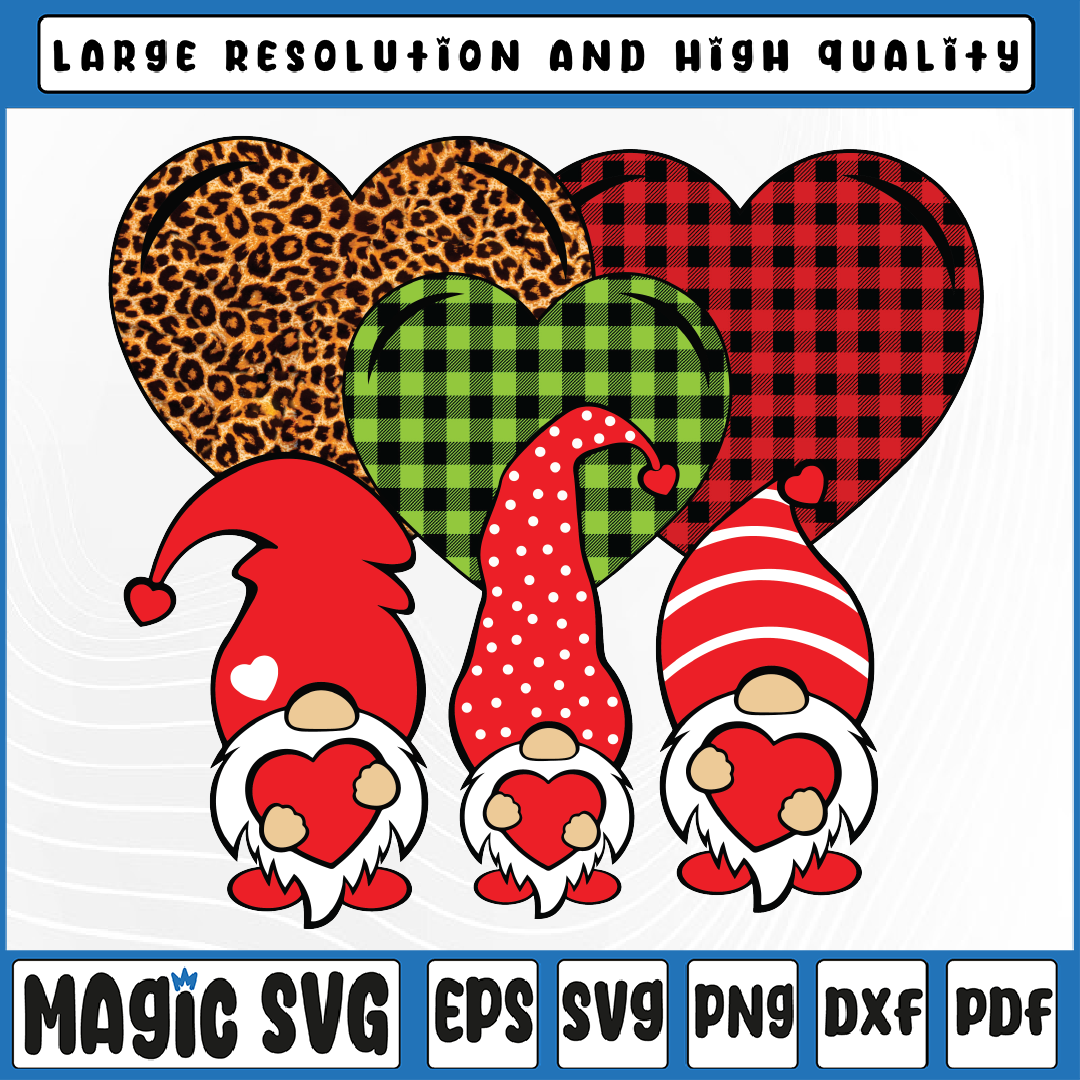 Valentine Gnomes Holding Heart Leopard Happy Valentine's Day | Inspire ...