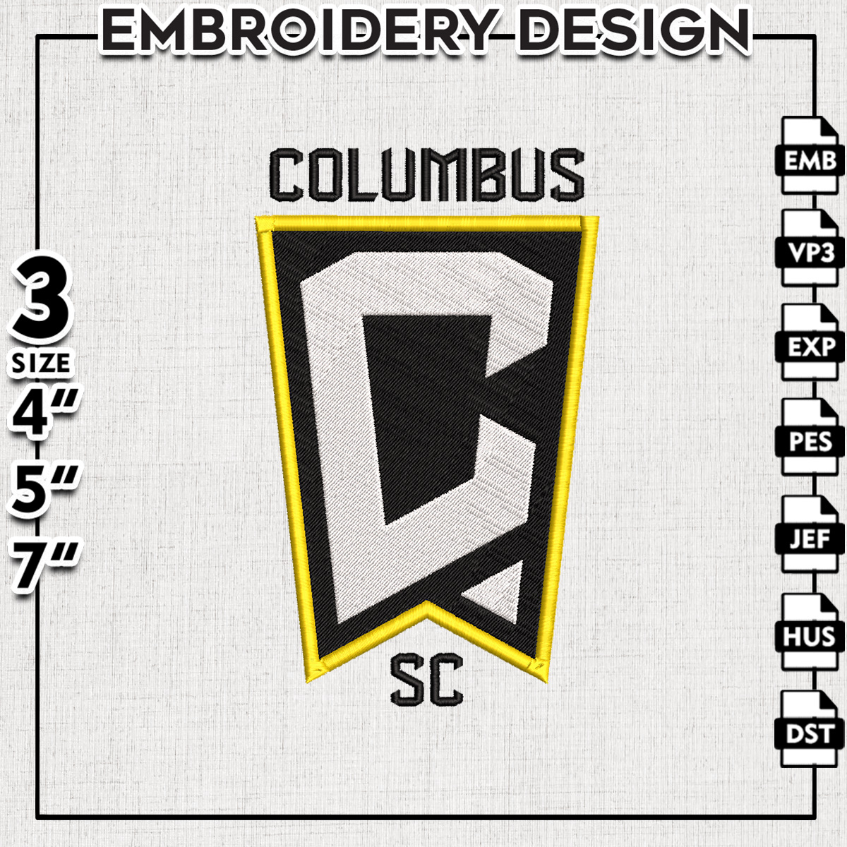 Columbus Crew Logo Embroidery Designs, MLS Embroidery files, Inspire