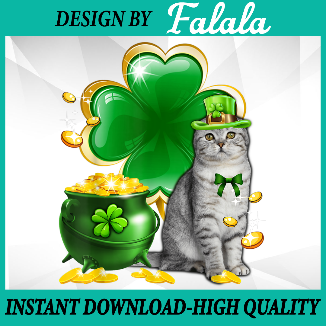 Happy St Patrick's Day Cat Shamrock Png, St Patricks Day Cat