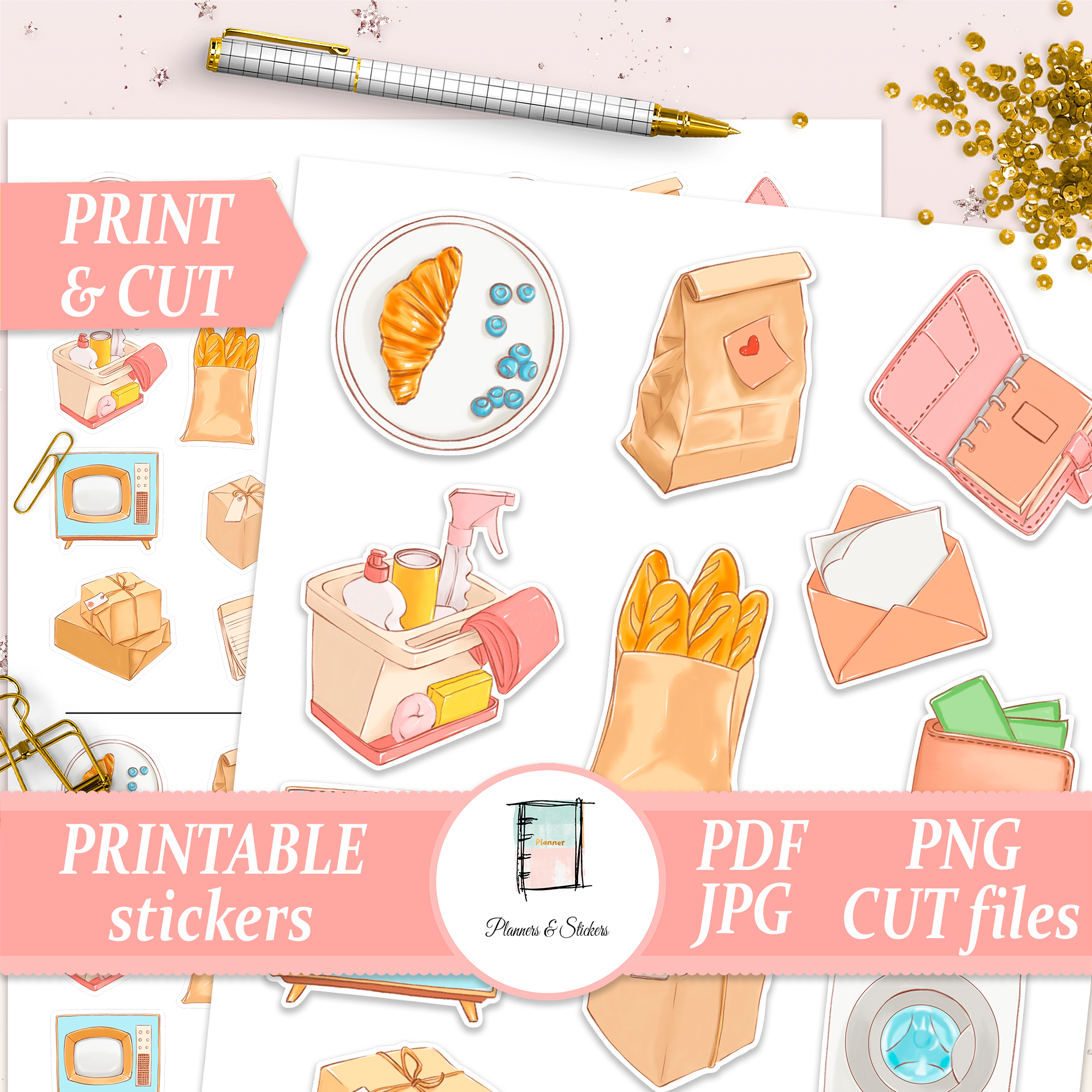 Home Basic Sticker Housework Sticker Pack, Notebook Decal, Household Planner, T - Inspire ...