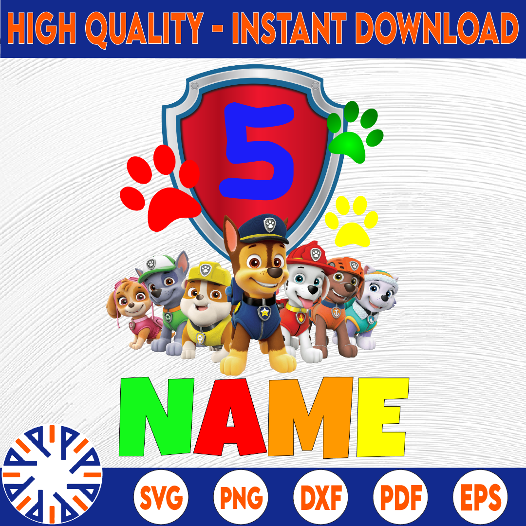 Paw Patrol Birthday png- Boy's Paw Patrol Birthday png- Paw - Inspire