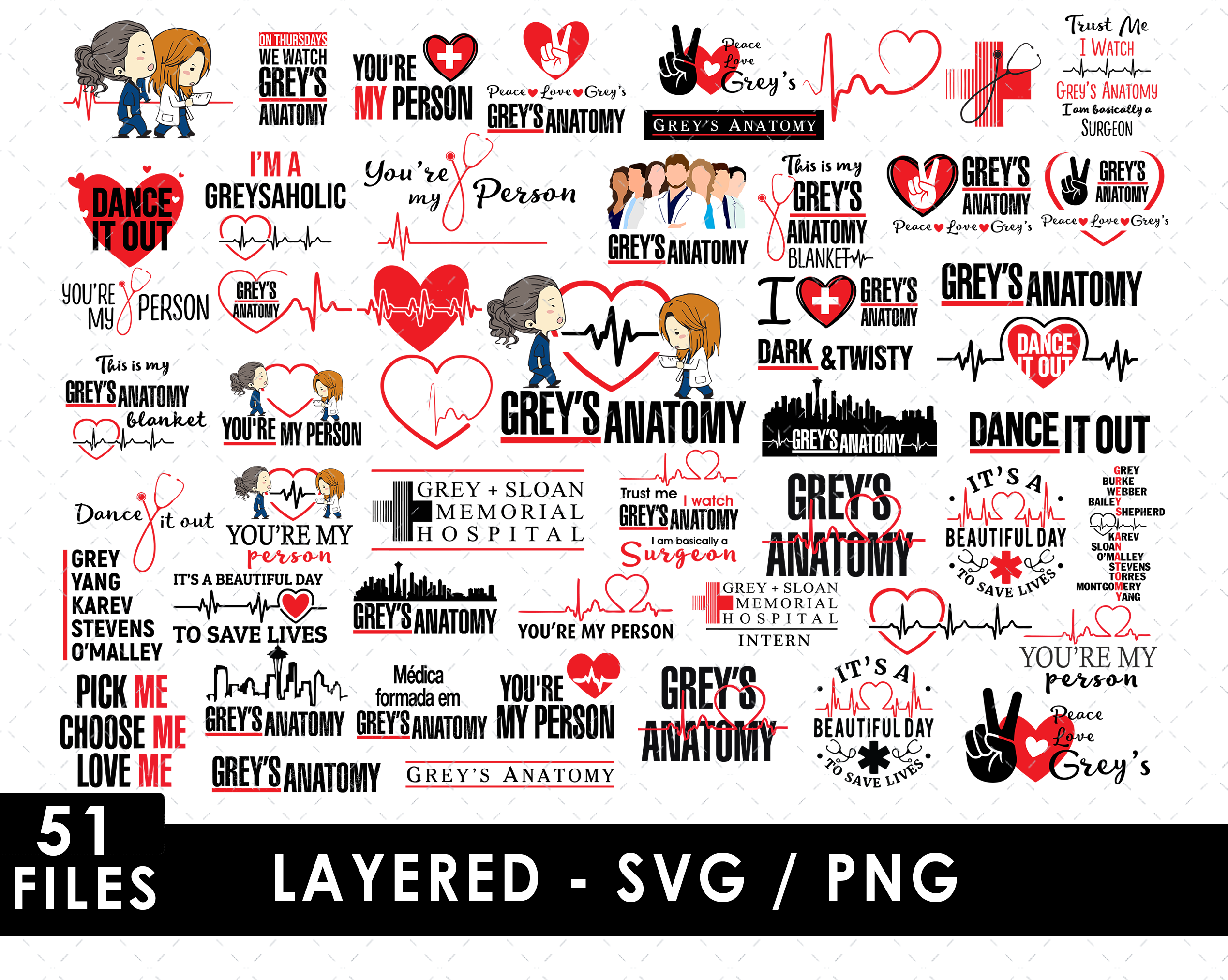 Grey Anatomy Svg Files, Grey Anatomy Png Files, Vector Png I Inspire