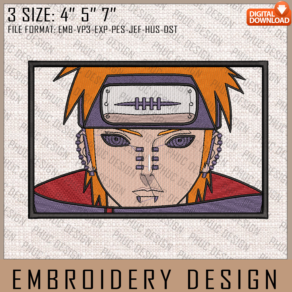 Pain Embroidery Files, Naruto, Anime Inspired Embroidery Des Inspire