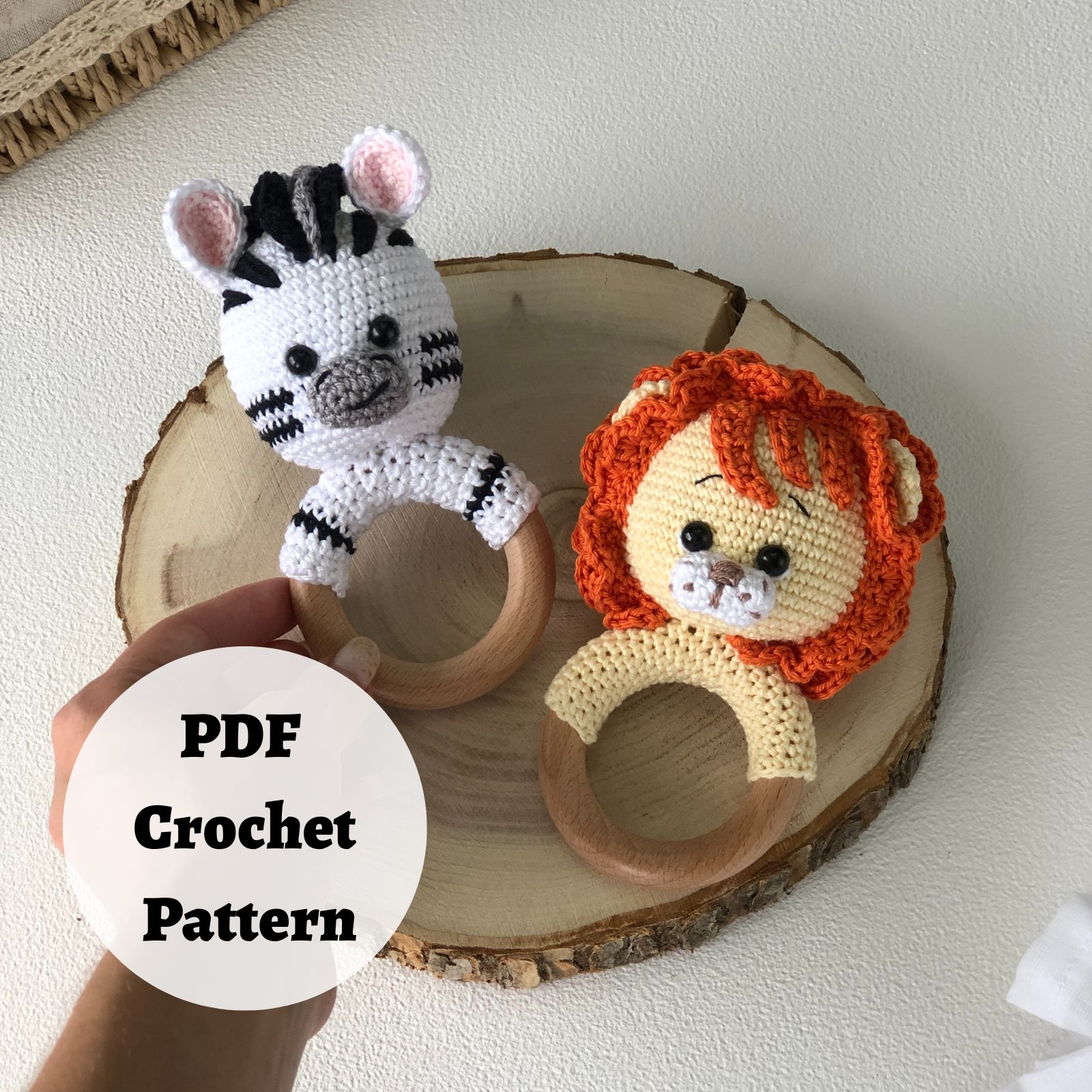 PATTERN ONLY: Safari Animals Lion and Zebra Baby Rattles Toy | Inspire ...