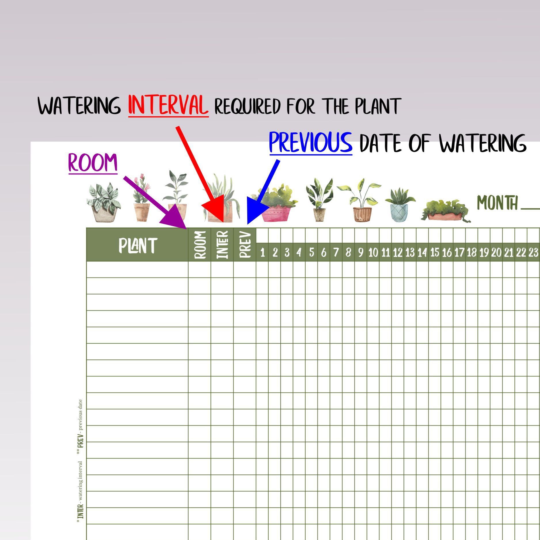 Printable Plant Watering Schedule Template PDF Calendar 48 OFF
