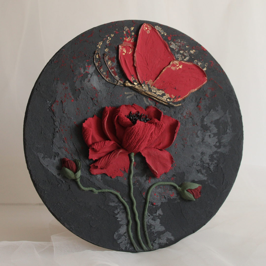 Poppies and a butterfly, volumetric painting, decorative pla - Inspire ...
