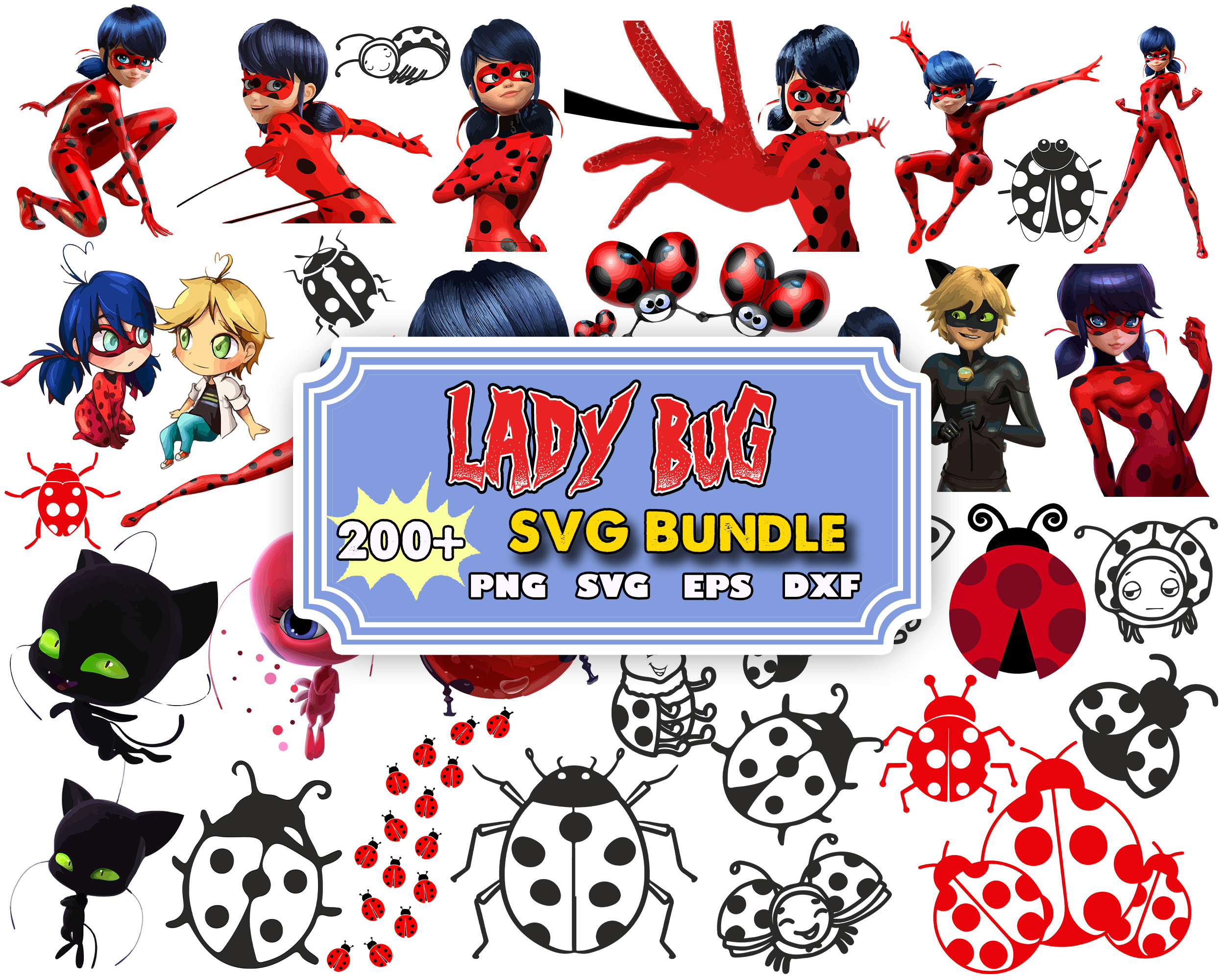 Lady bug Svg And Cat Nor Bundle Svg, Cartoon svg | Inspire Uplift