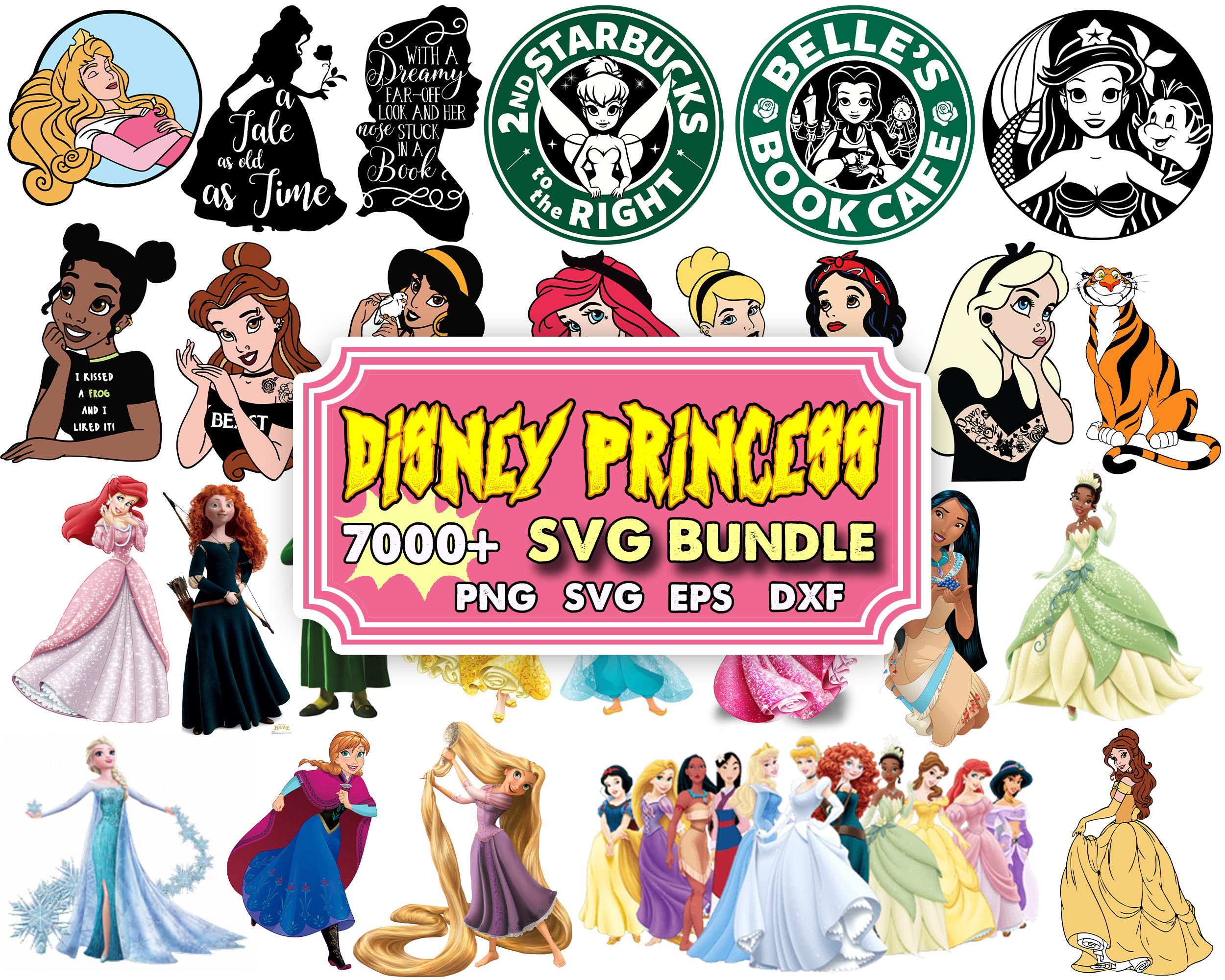 7000 Disney Princess SVG Bundle, Frozen svg, Snow White svg, - Inspire