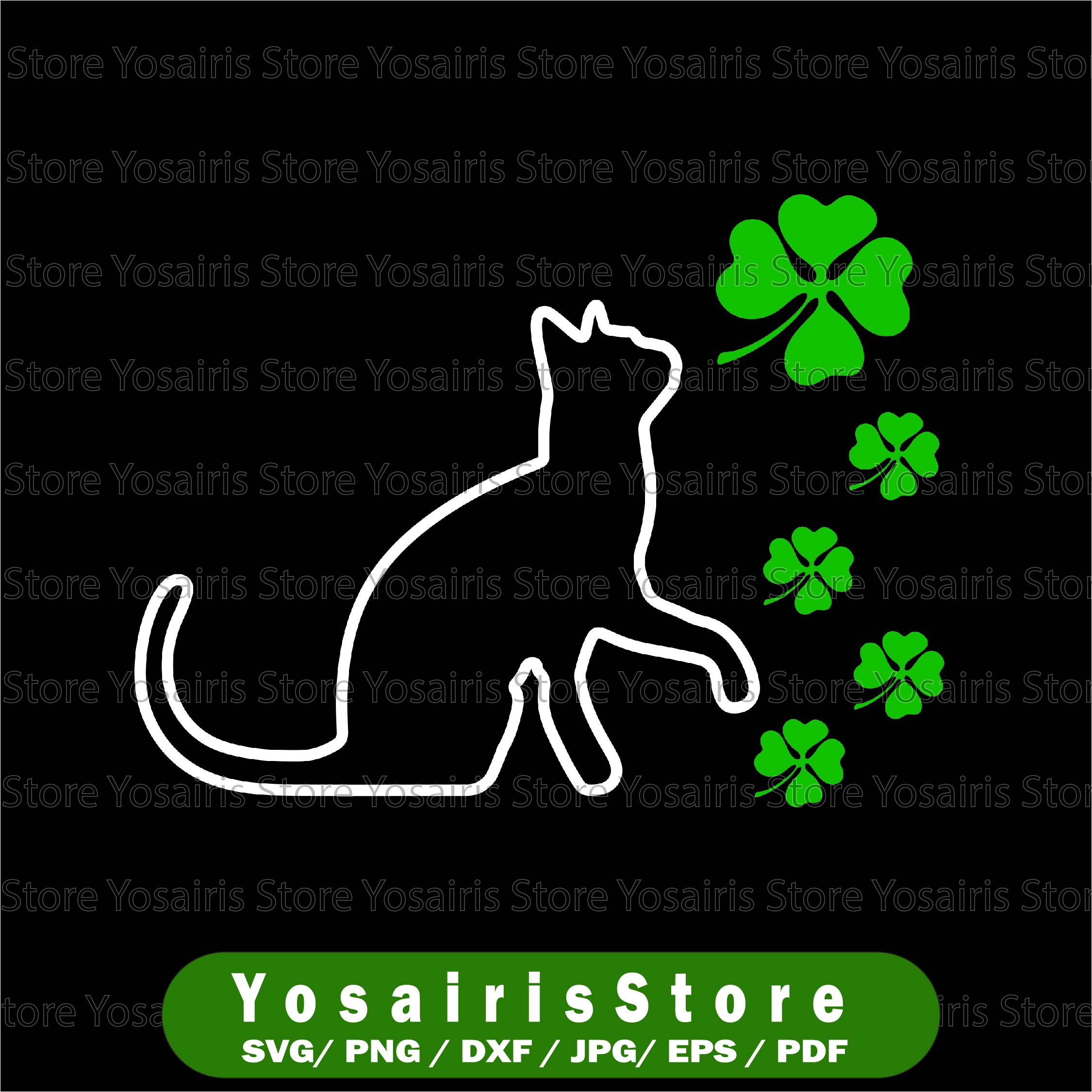Cat Shamrock Happy Saint Patrick's Day Shamrock Cat svg Iris Inspire Uplift