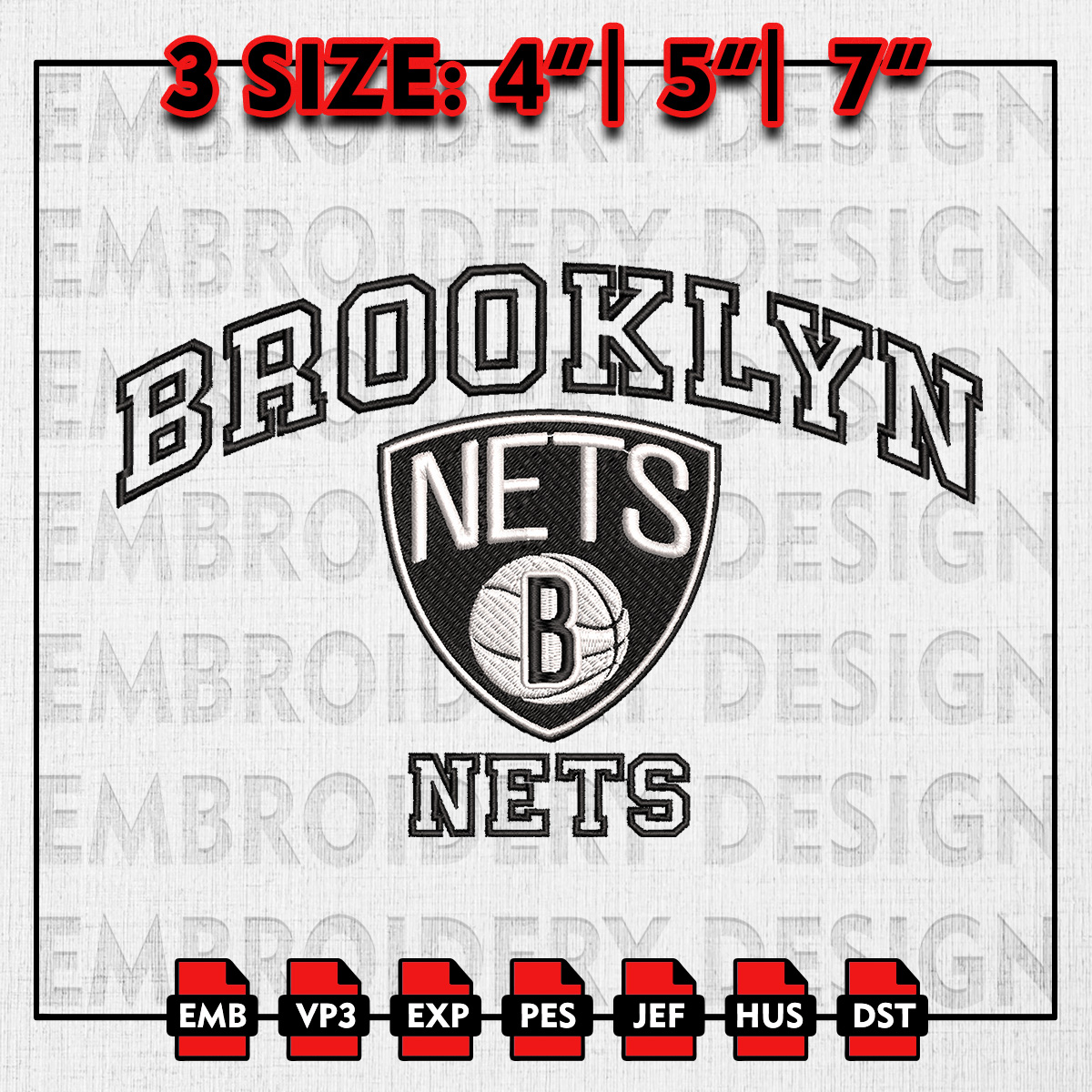 NBA Brooklyn Nets Embroidery Files, NBA teams, NBA Nets Embr | Inspire ...