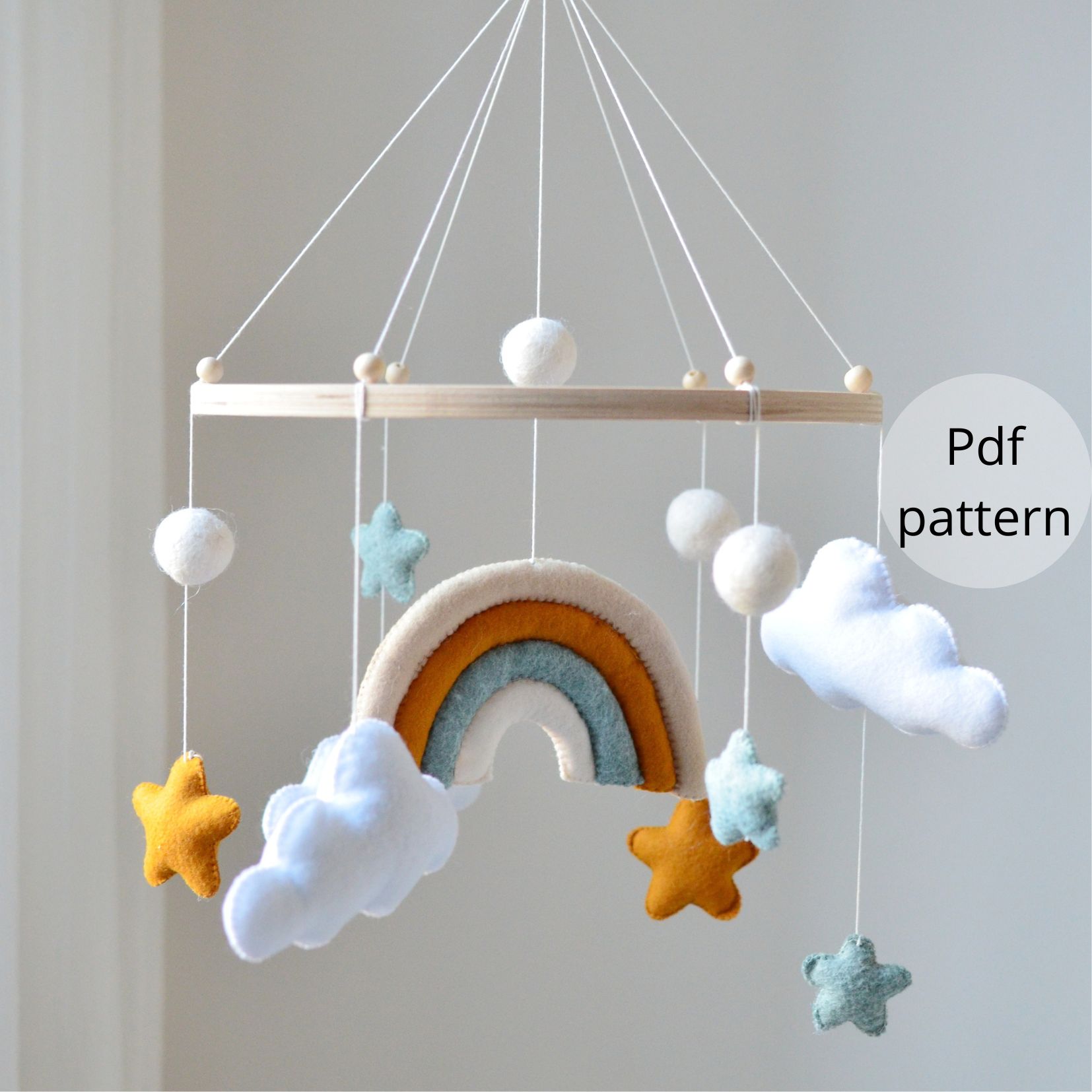 PDF Baby mobile pattern Rainbow, DIY nursery mobile, Boho nu