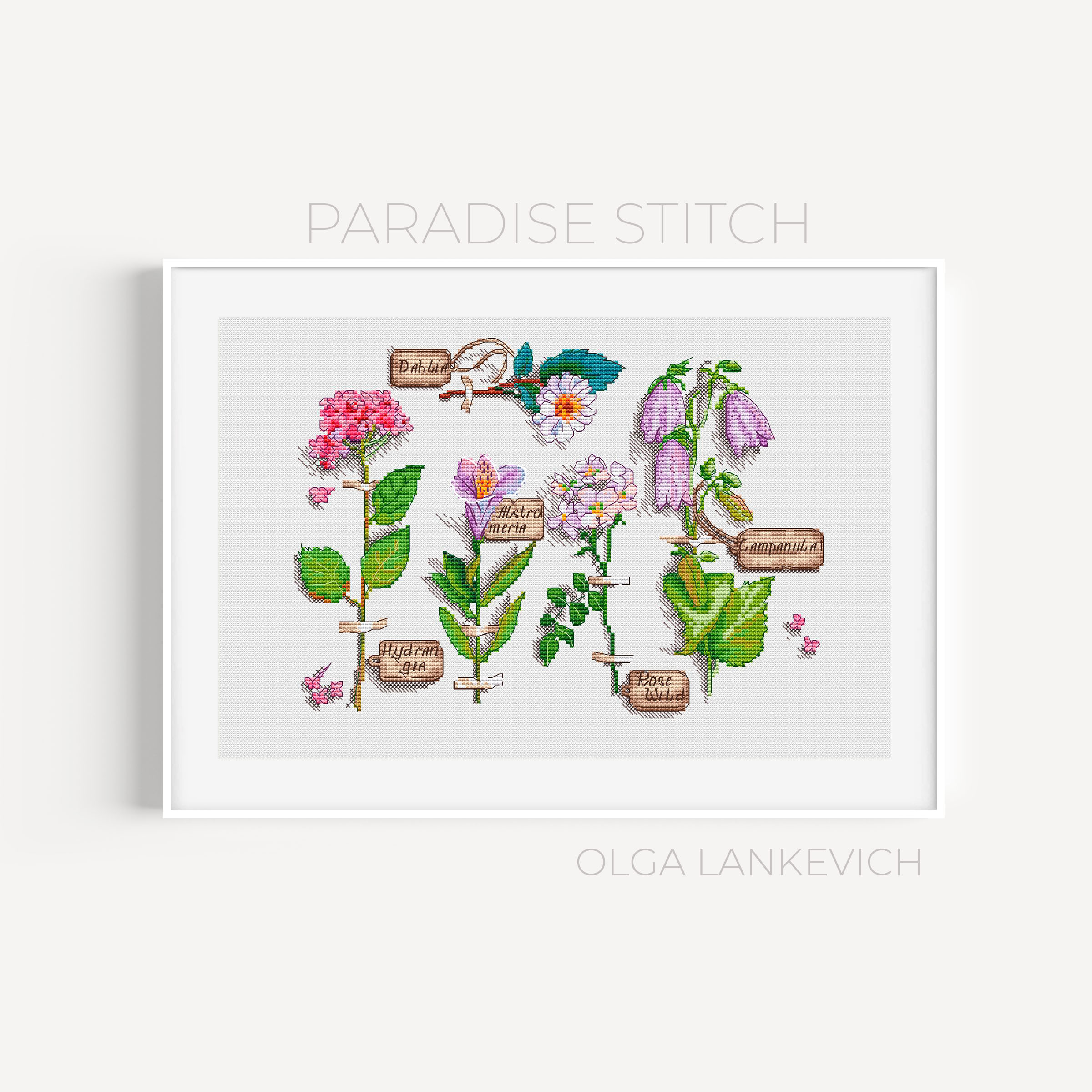 Garden Flowers cross stitch pattern PDF and Saga | Inspire Uplift