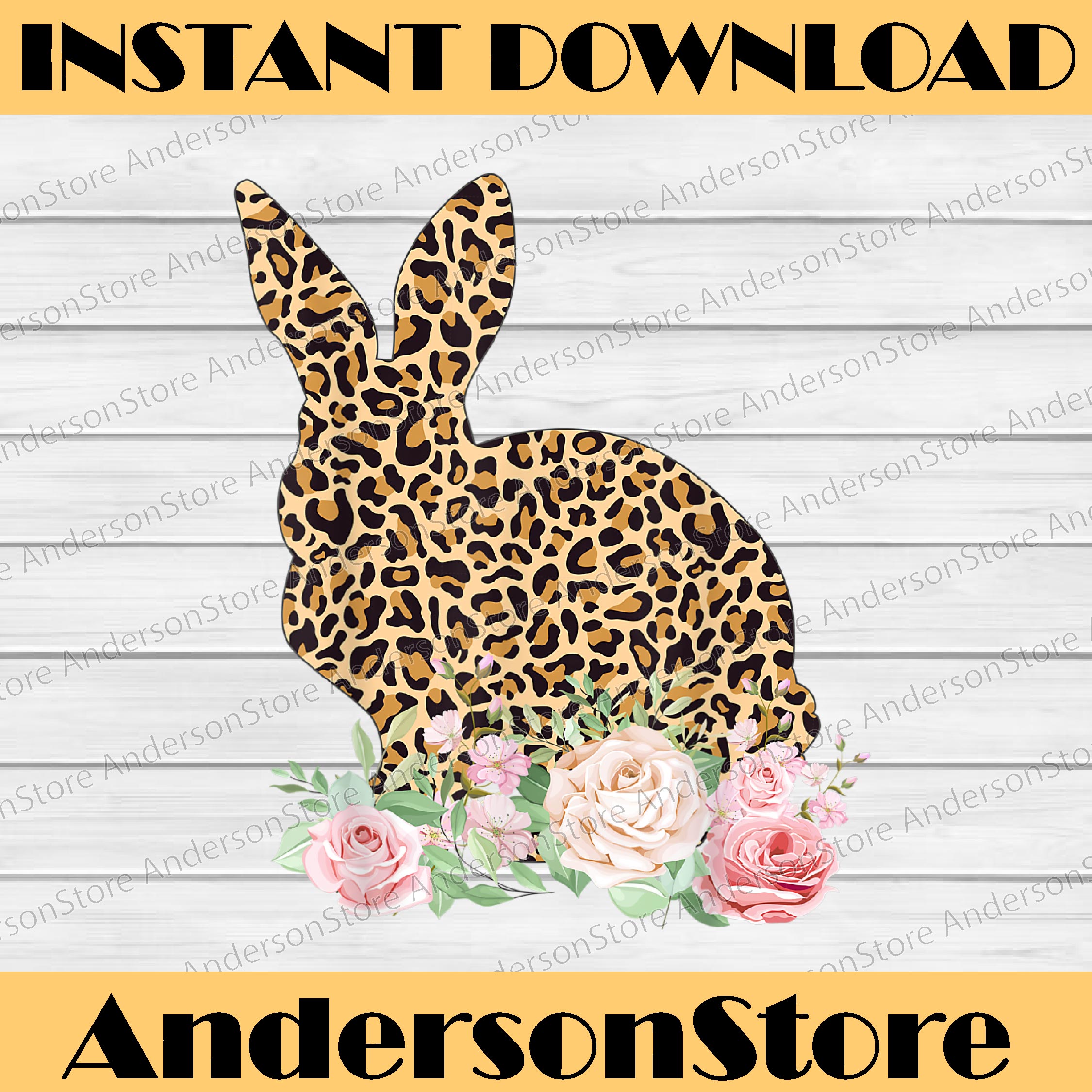 Leopard Print Bunny Flowers Happy Easter Easter Day Png, Hap | Inspire ...