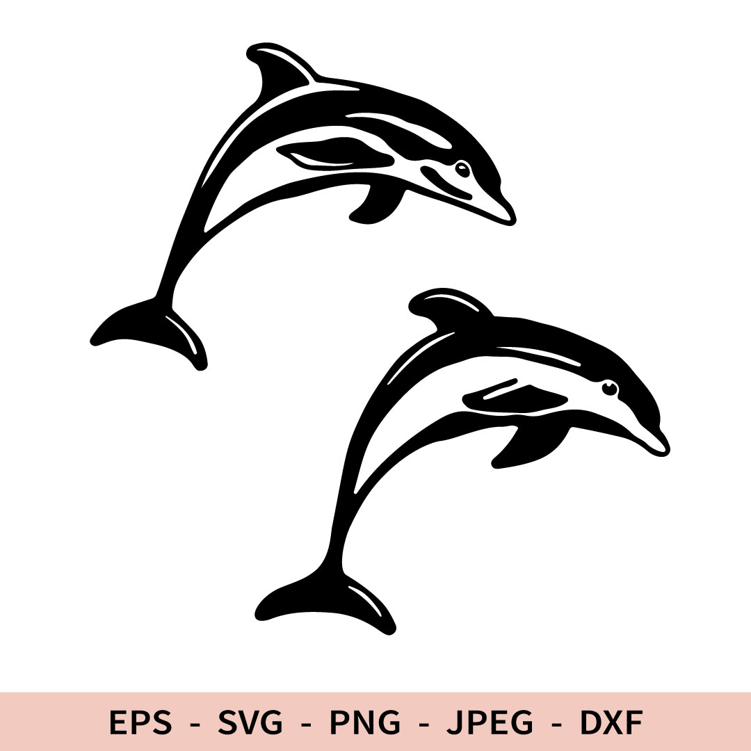 Dolphin Svg Two Jumping Dolphins File for Cricut Sea Animal - Inspire