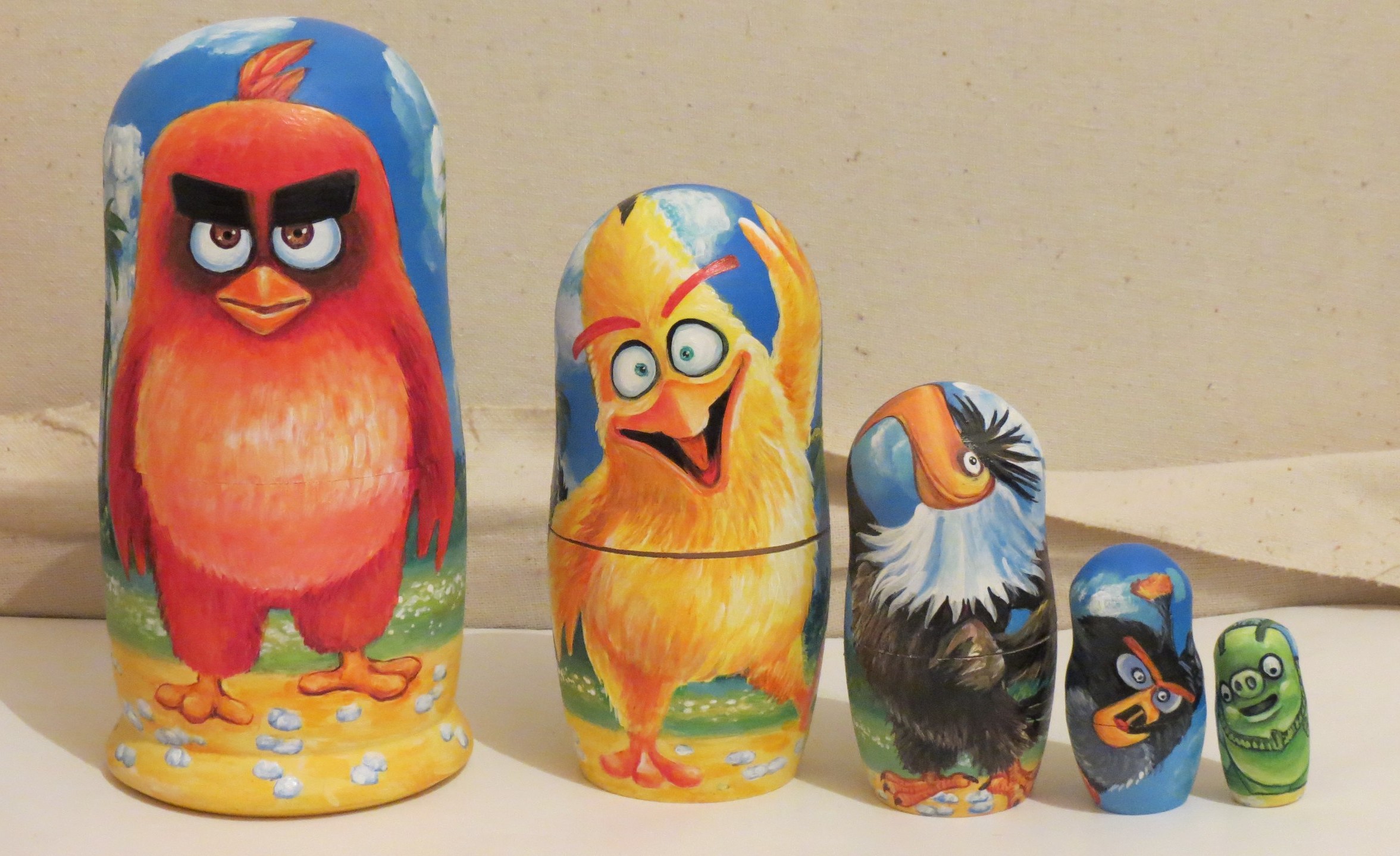 Nesting dolls Angry Birds Russian wooden matryoshka nested d Inspire