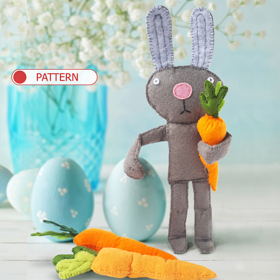 Bunny rabbit with carrot toy sewing pattern , Easter Decor f | Inspire ...