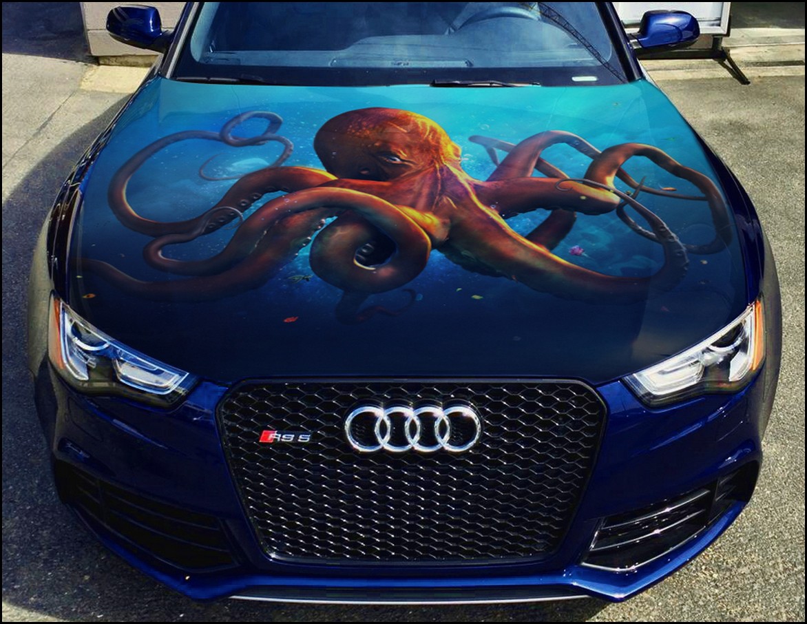 Vinyl Car Hood Wrap Full Color Graphics Decal Octopus Sticke Inspire